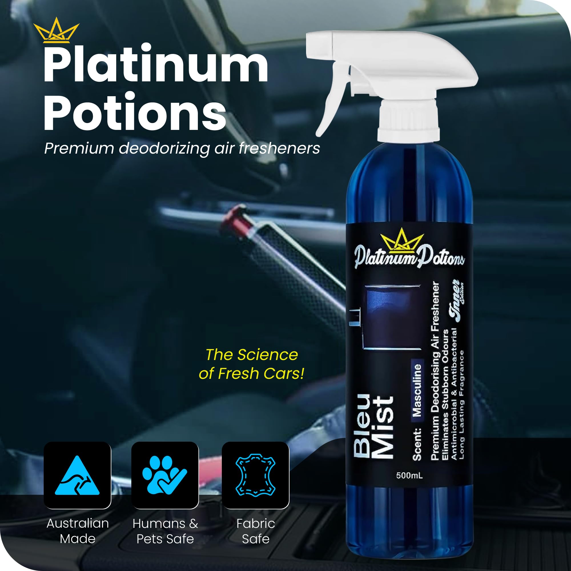 Premium Car Air Freshener Spray - 17 fl oz Mango Scent | Long-Lasting Automotive Deodorizer & Car Accessories | Ideal for Cars, Trucks & SUVs | Eliminates Odors & Freshens Air Instantly