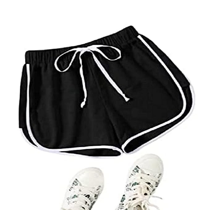 Women's High Waist Yoga Shorts - Breathable Workout Running Dance Shorts for Women & Girls - Stylish Black - Perfect for Gym, Yoga, Running & Casual Wear