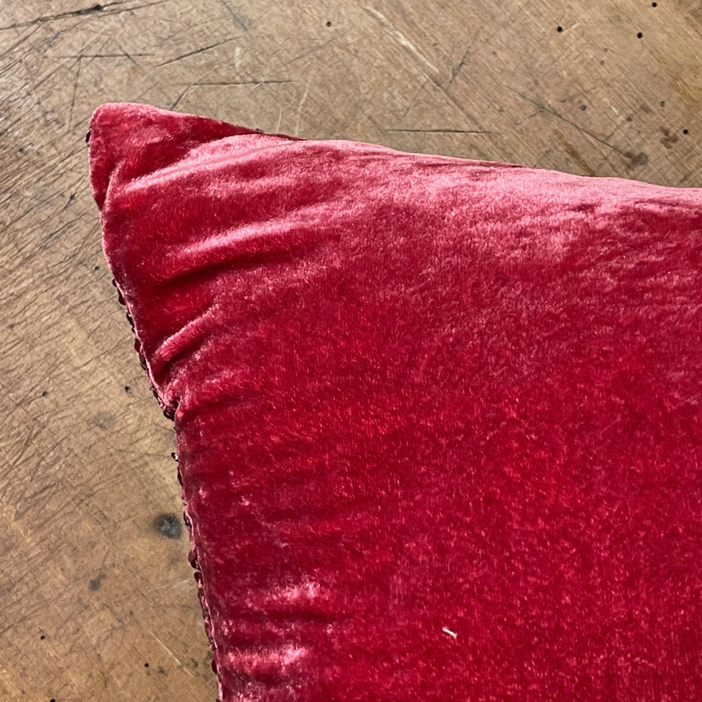 Addyson Silk Velvet Cushion in Watermelon Red - Luxury Sofa Pillow for Living Room, Bedroom Decor - Perfect for Home Styling & Comfort