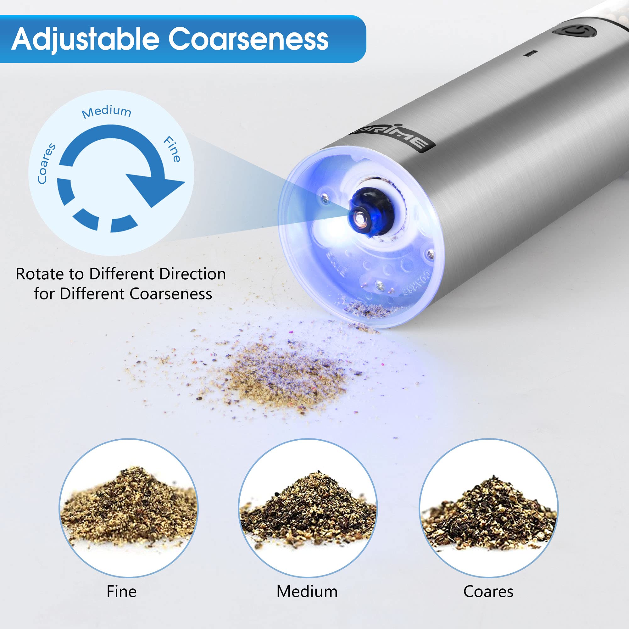 Premium Electric Salt and Pepper Grinder Set - 2 Rechargeable Mills with USB Charging Base & Adjustable Coarseness | Automatic Touch Control | Stainless Steel (Version 2.2) | Perfect for Kitchen, Dining Table & Gourmet Cooking