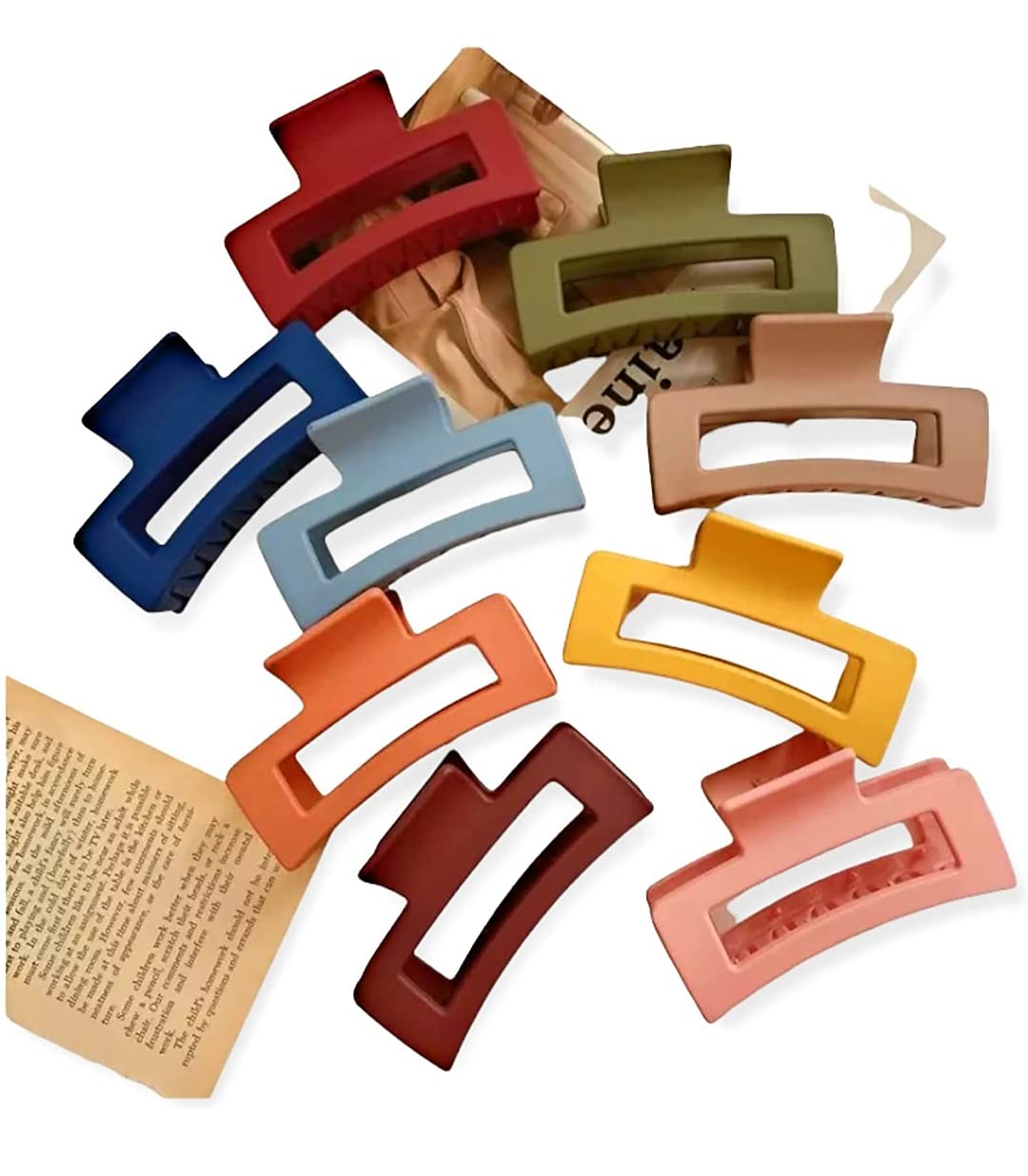 Matte Rectangle Jumbo Hair Clips for Women - 5 Pack Strong Hold Thick Hair Clutchers, Fashion Styling Accessories for Girls & Women | Perfect for Updos, Ponytails & Everyday Hairstyles