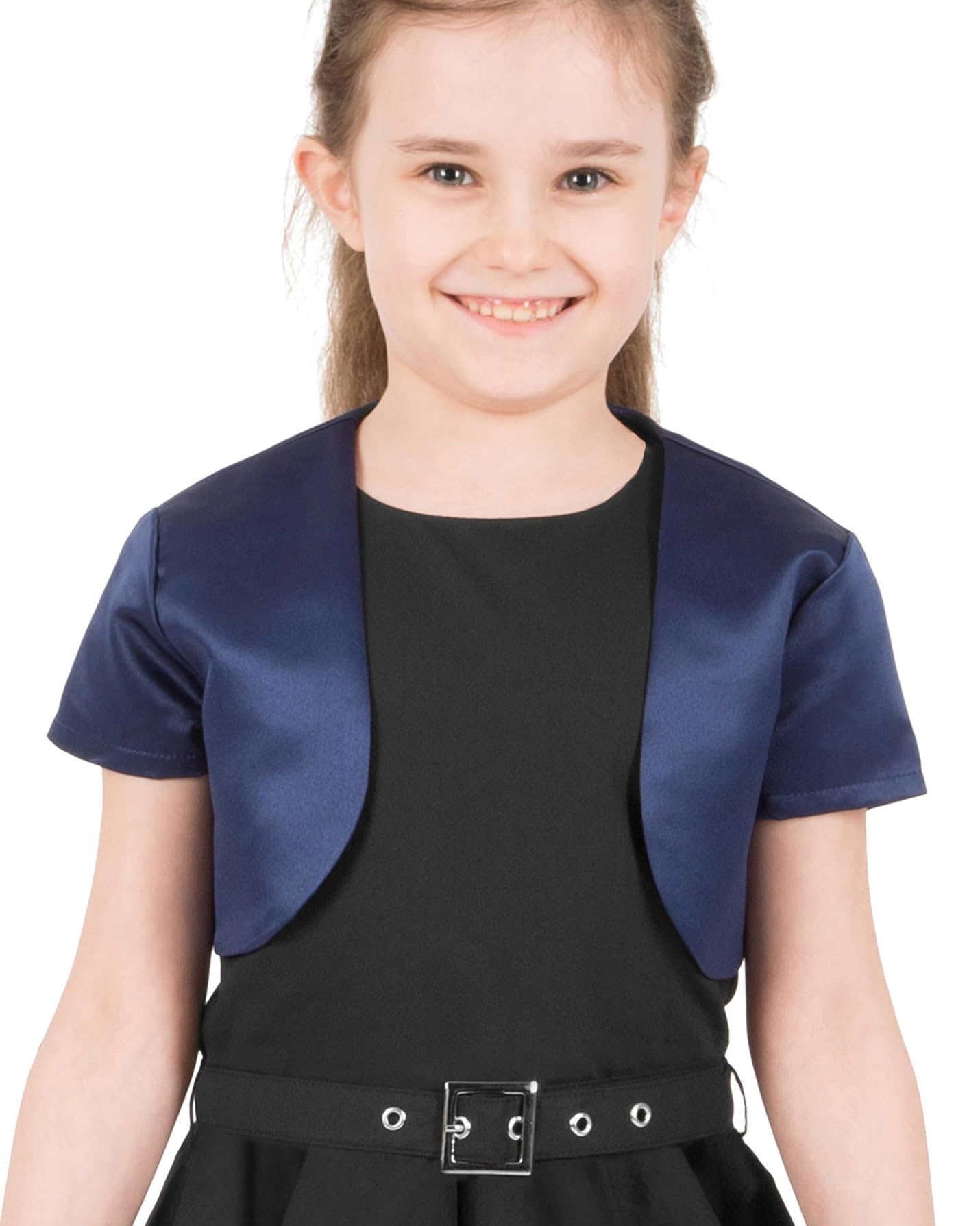 BlackButterfly Girls Satin Short Sleeve Bolero Shrug - Elegant Kids' Formal Wear for Weddings, Parties & Special Occasions