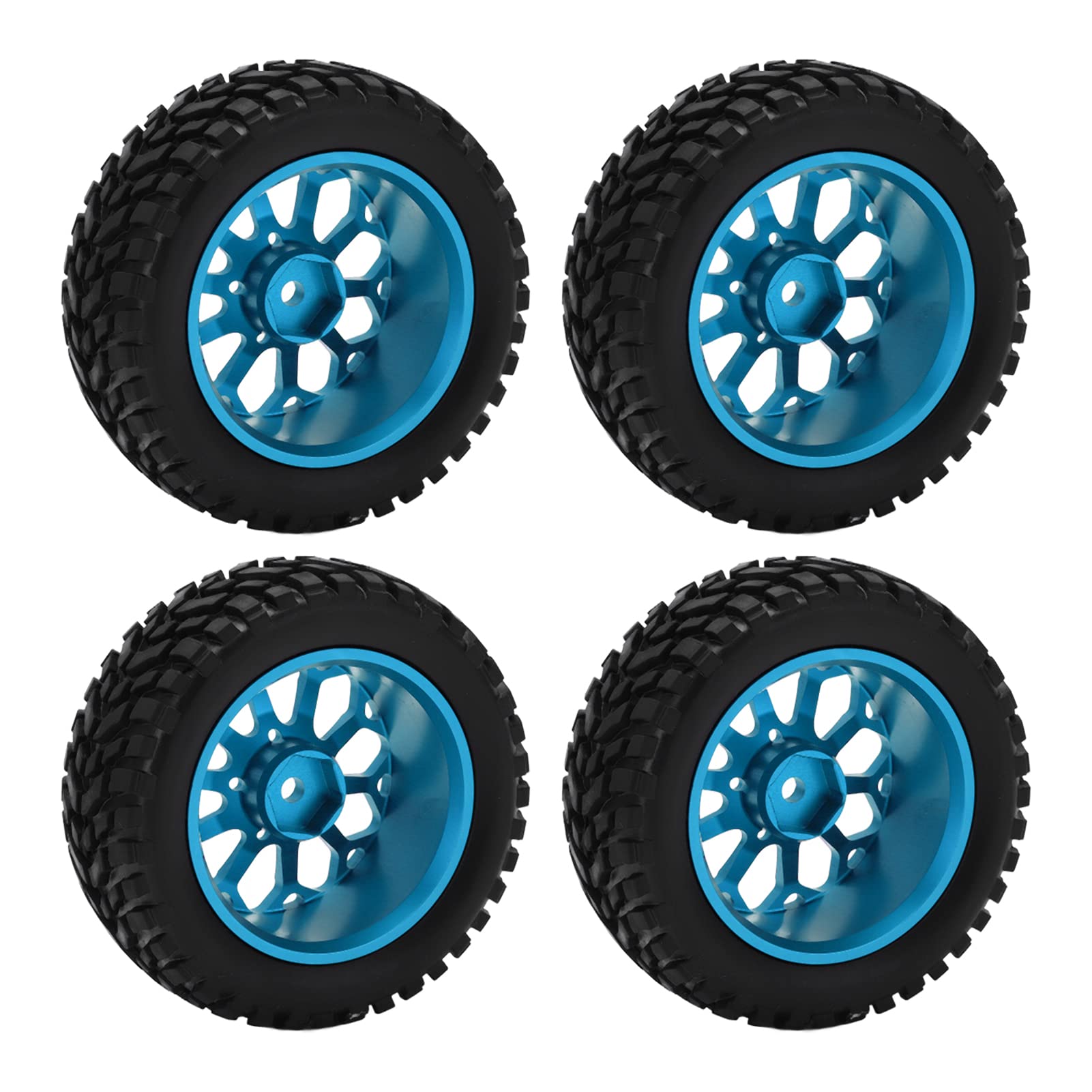 Premium RC Wheel Tires - High Grip Wear-Resistant Rubber Tyres with Deep Bump Texture for TT01 On-Road Racing Cars (Blue) | Perfect for Competitive Racing & Drifting Performance