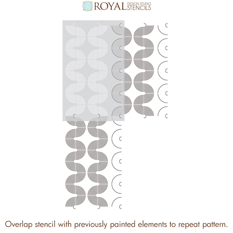Sound Waves Modern Wall Stencil Kit - Reusable DIY Painting Template for Home Decor, Nursery, Living Room & Bedroom Accent Walls
