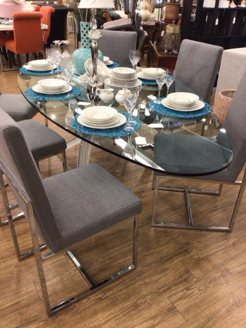 Reflex Fili D’Erba Glass Top Dining Table with Murano Base - Elegant Italian Design for Modern Dining Room & Kitchen Decor
