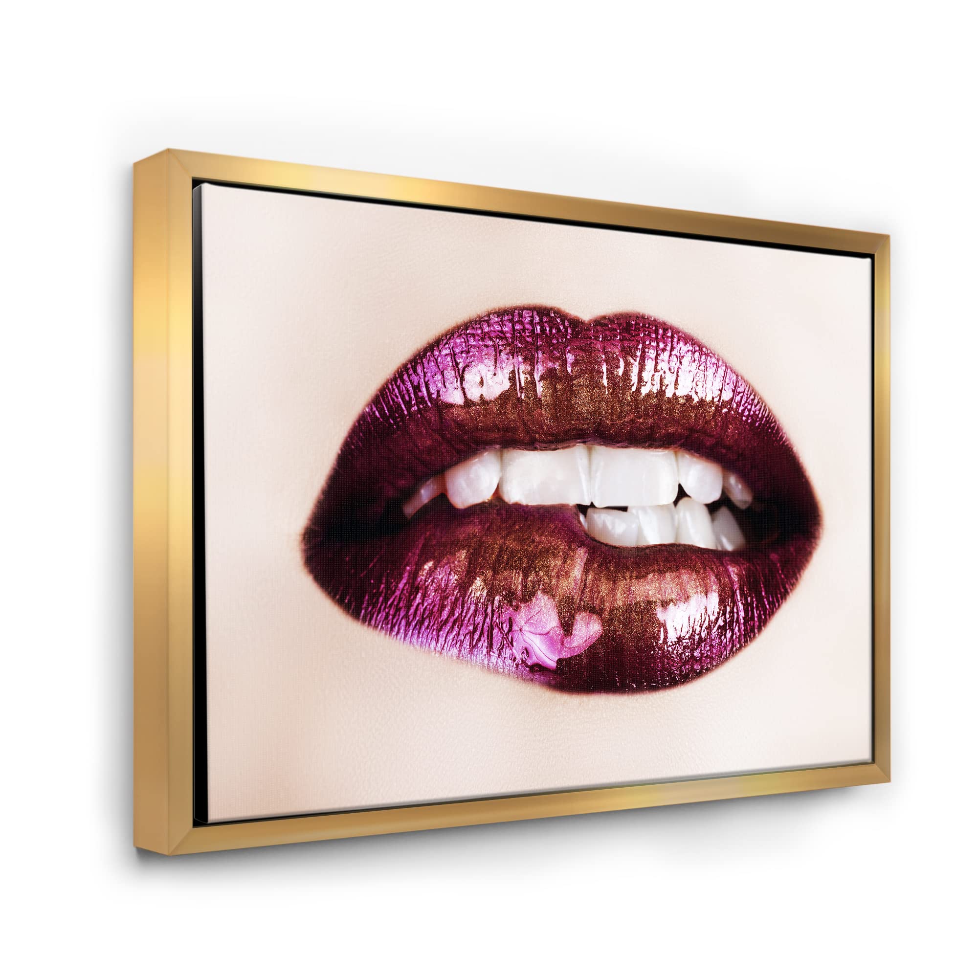 Purple Lips Canvas Wall Art Print - Modern Framed Home Decor for Living Room, Bedroom & Office