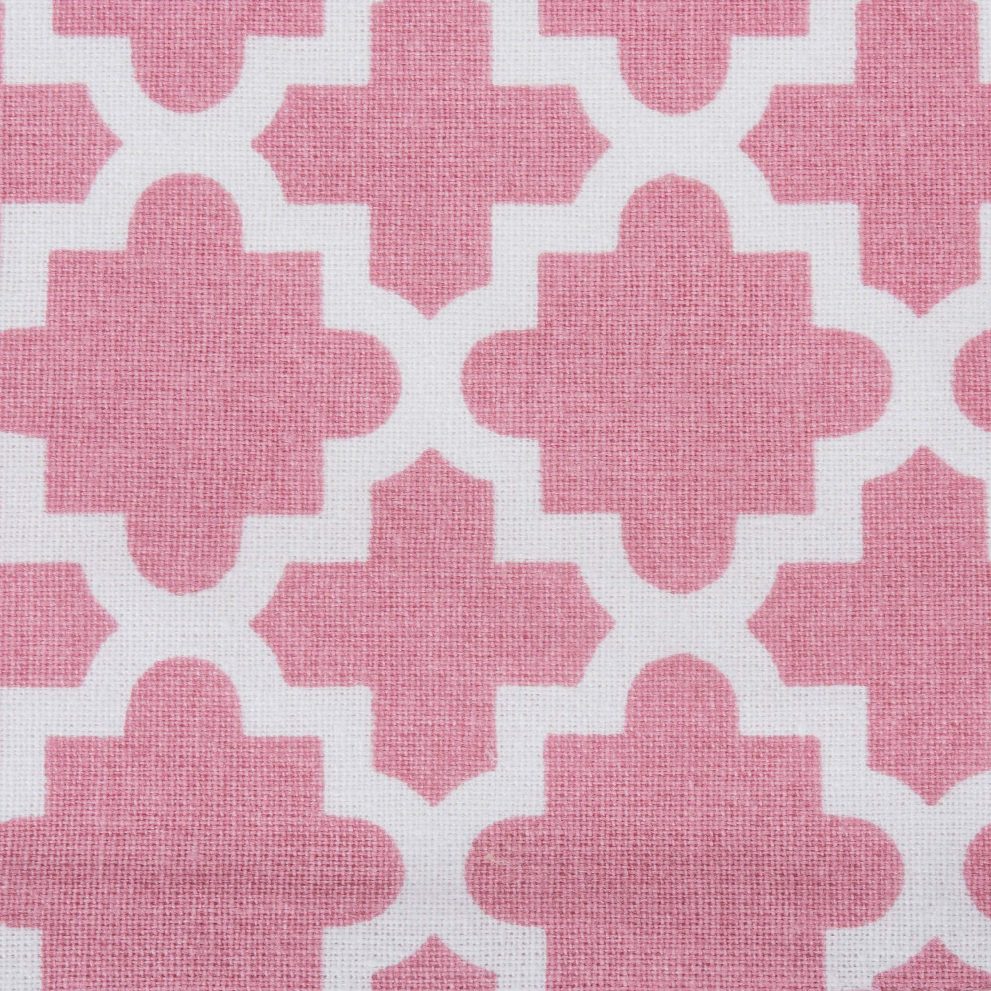 Moroccan Quatrefoil Cotton Table Runner 108 Inch - Rose Pink & White - Elegant Dining Table Decor for Weddings, Parties & Home Decor