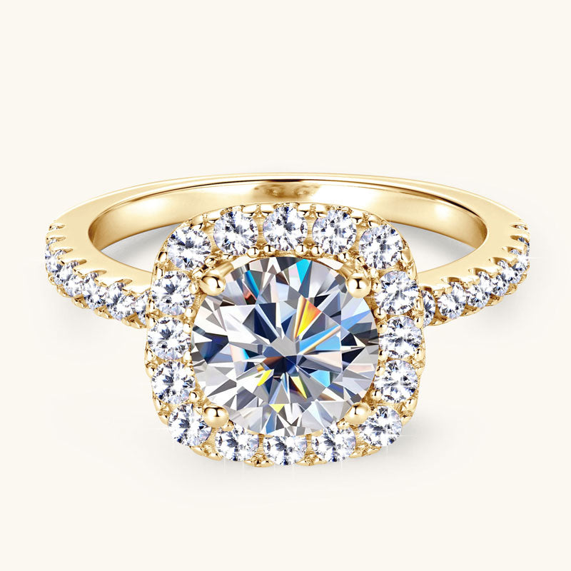 Premium 2CT Moissanite Halo Engagement Ring - Glowing Love Collection | JESCOJES x CYYT | Perfect for Proposals, Anniversaries & Wedding Bands