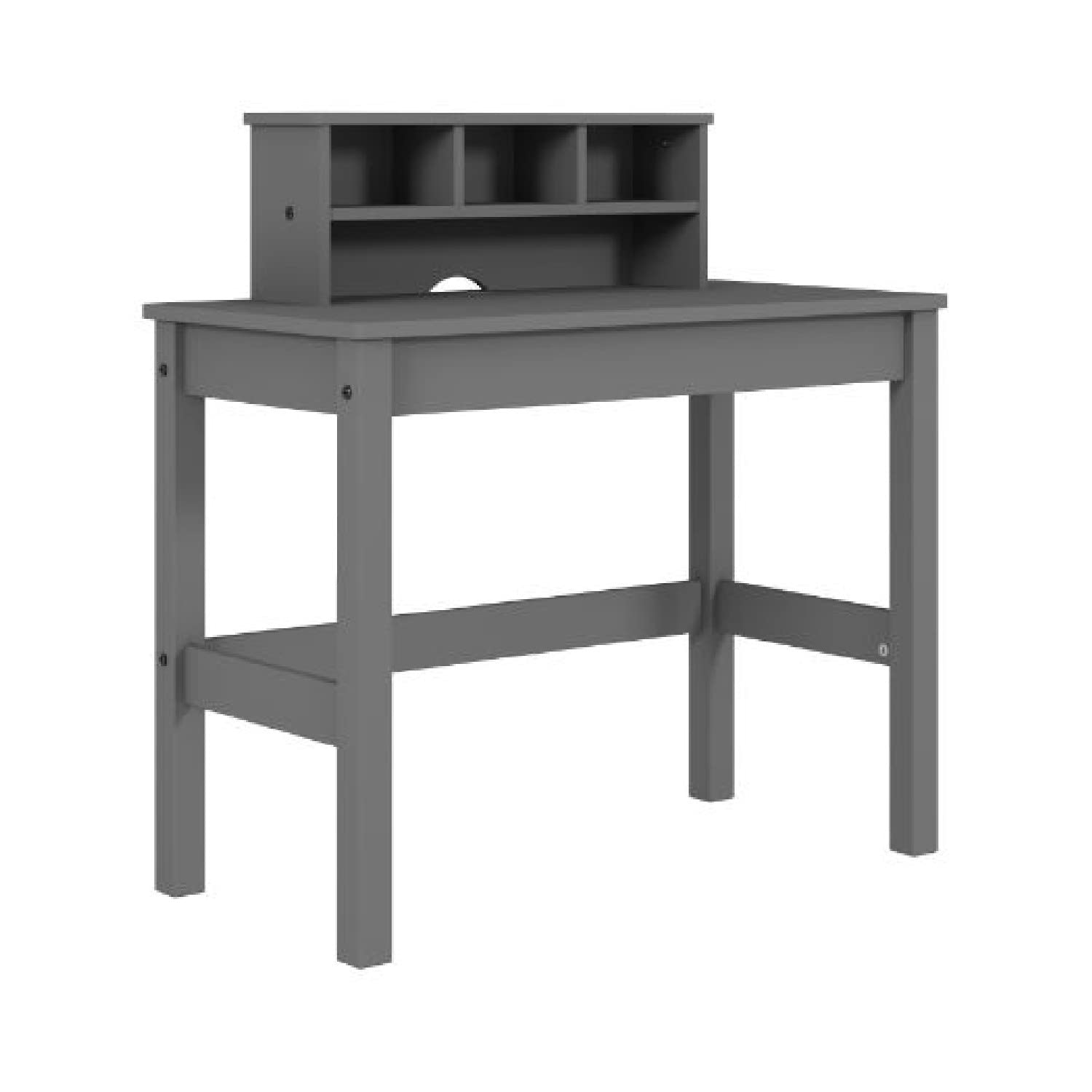 Benjara Modern Writing Desk with Solid Wood Frame & Open Storage Compartments - Gray Home Office Desk for Small Spaces | Perfect for Study, Work from Home & Crafting