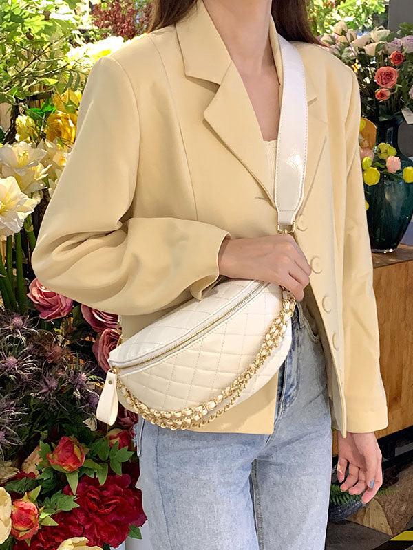 Lovevop Stylish Crossbody Sling Bag with Metal Chain & Zipper - Trendy Shoulder Purse for Women, Perfect for Travel, Shopping & Night Out