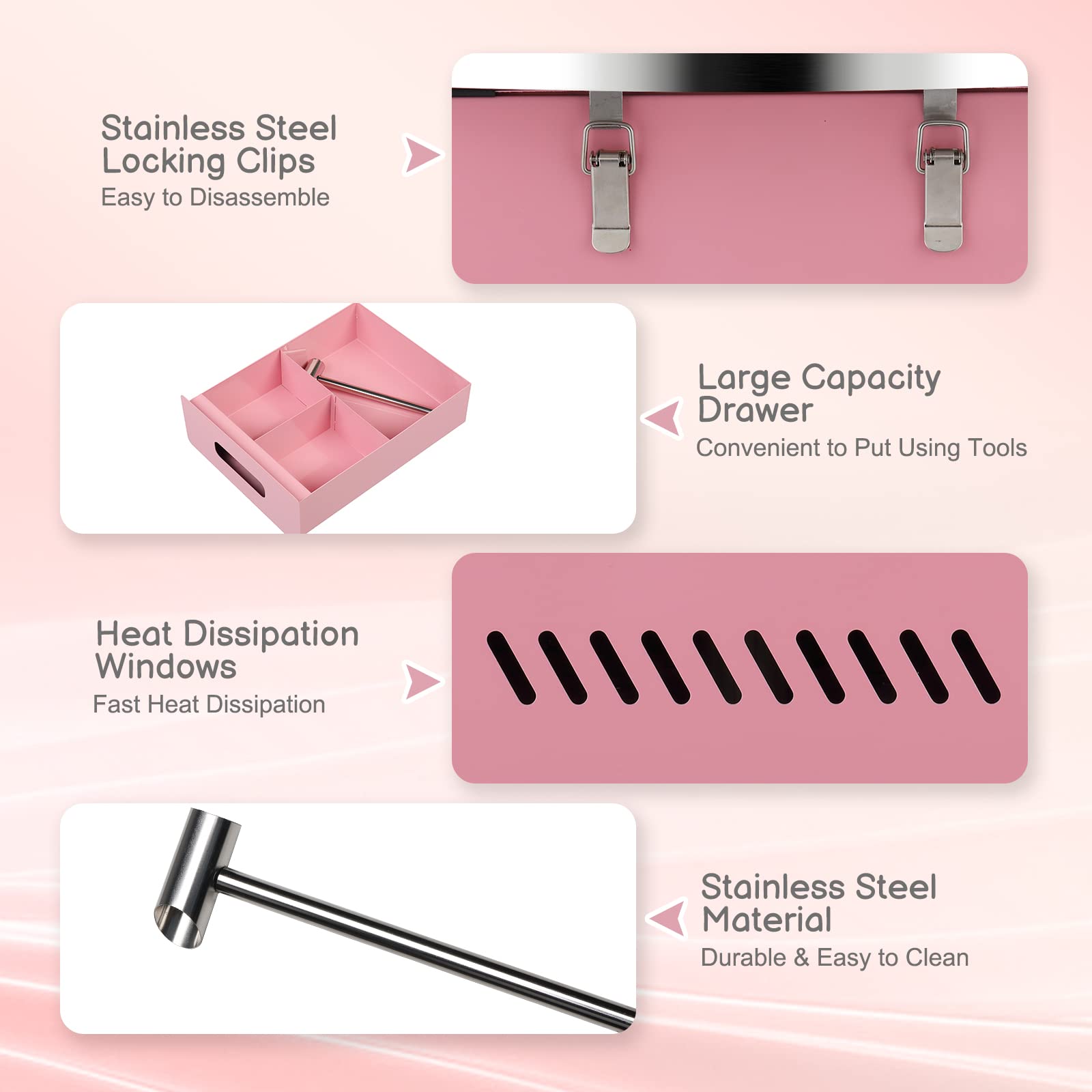ROVSUN 21 Inch Commercial Cotton Candy Machine - Electric Candy Floss Maker with Stainless Steel Bowl, Cover, Sugar Scoop & Drawer - Perfect for Home, Parties, Carnivals & Events (Pink)