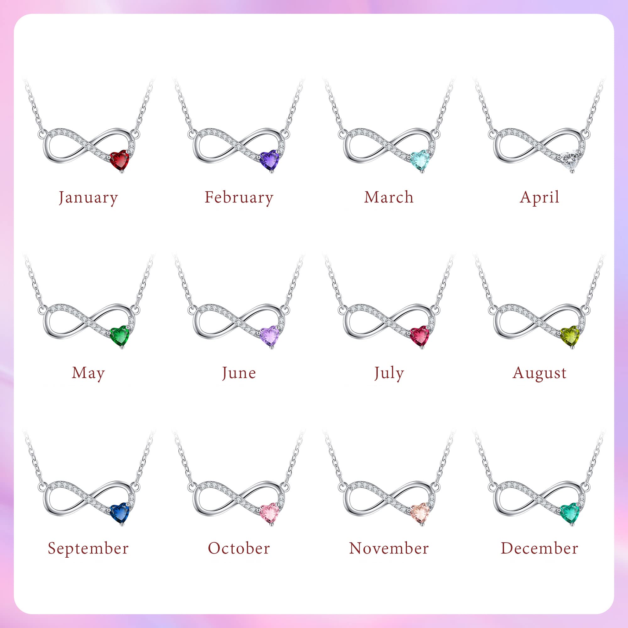 GLIVEOR 14k White Gold Plated Birthstone Necklace - Dainty Jewelry for Women, Perfect Anniversary & Birthday Gift - Ideal for Special Occasions, Date Nights, and Everyday Elegance
