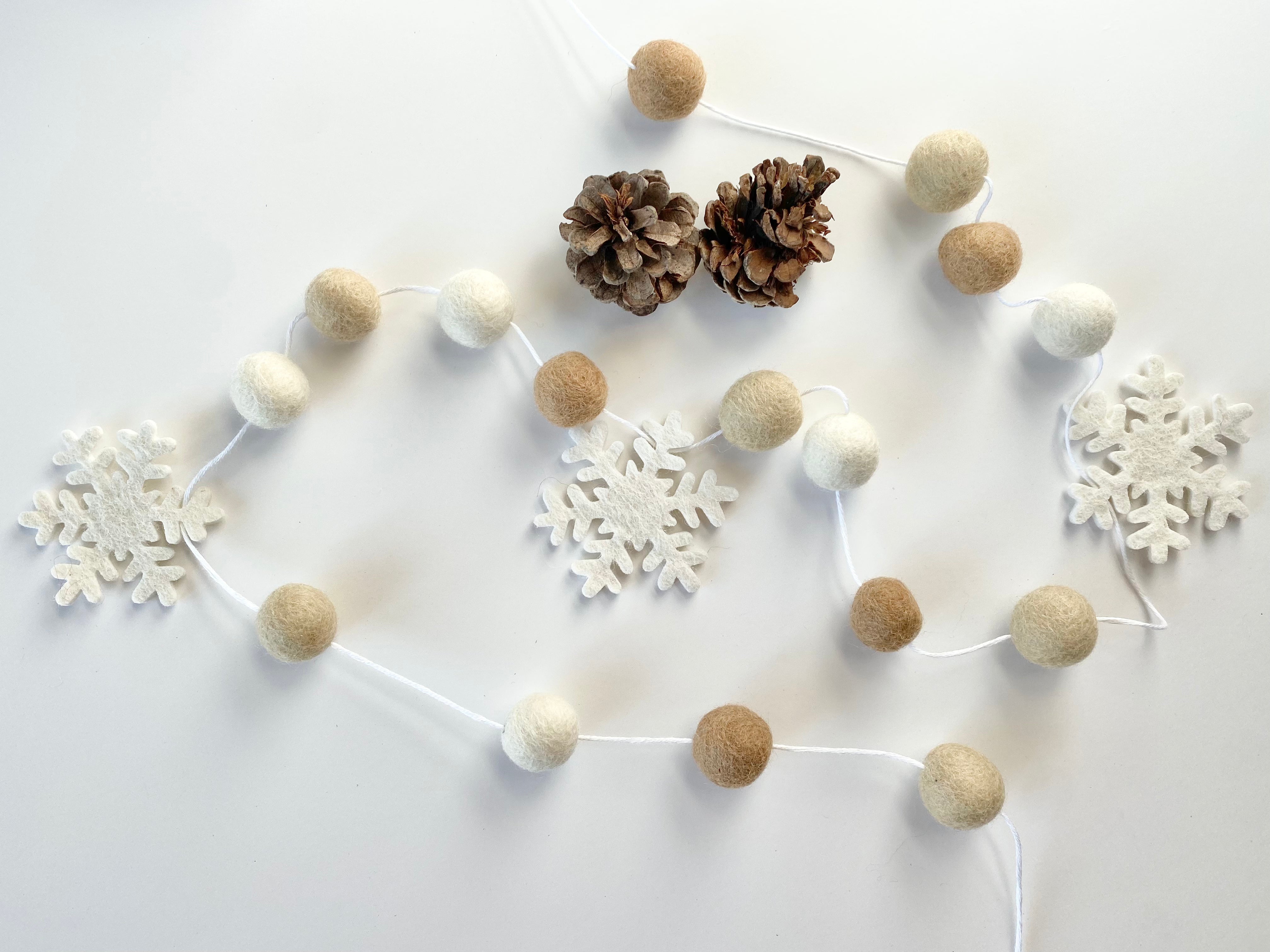 Neutrals Snowflake Garland - Best Selling Winter Holiday Decor for Christmas Tree, Fireplace & Home Decoration