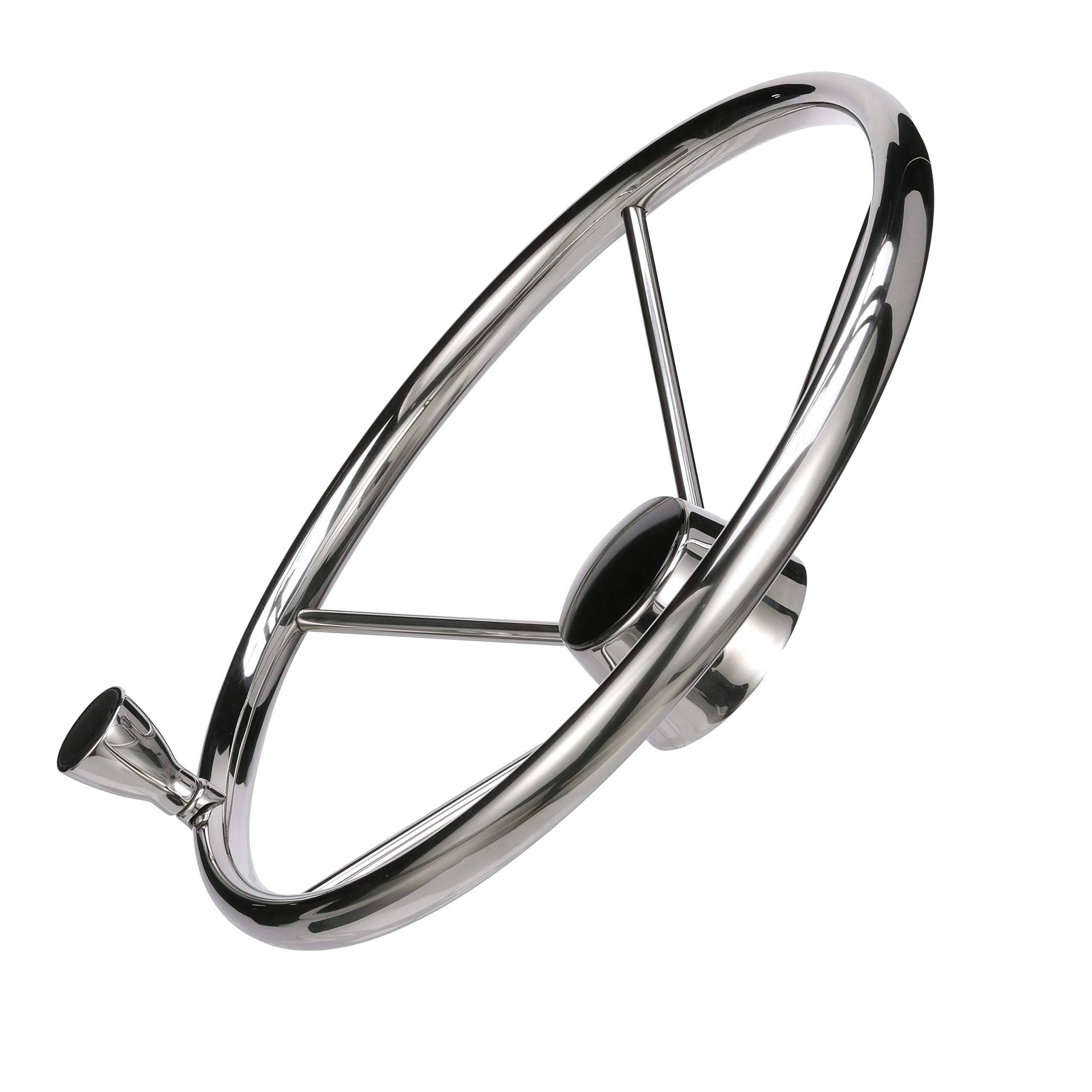 Seachoice 5-Spoke Destroyer Steering Wheel - Black Marine Boat Steering Wheel for Fishing & Cruising Boats - Perfect for Offshore & Inshore Watercraft