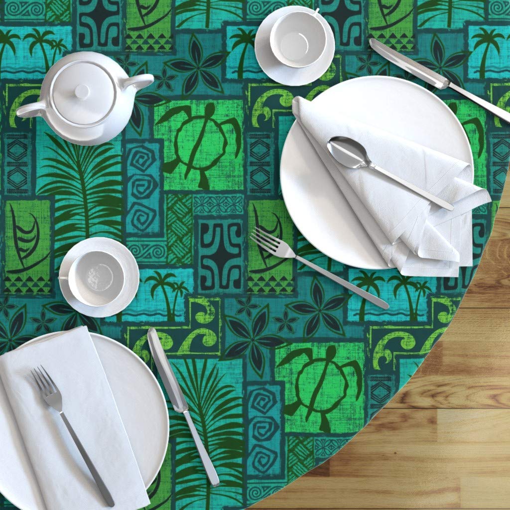 Hawaiian Tropical Cotton Sateen Tablecloth 90