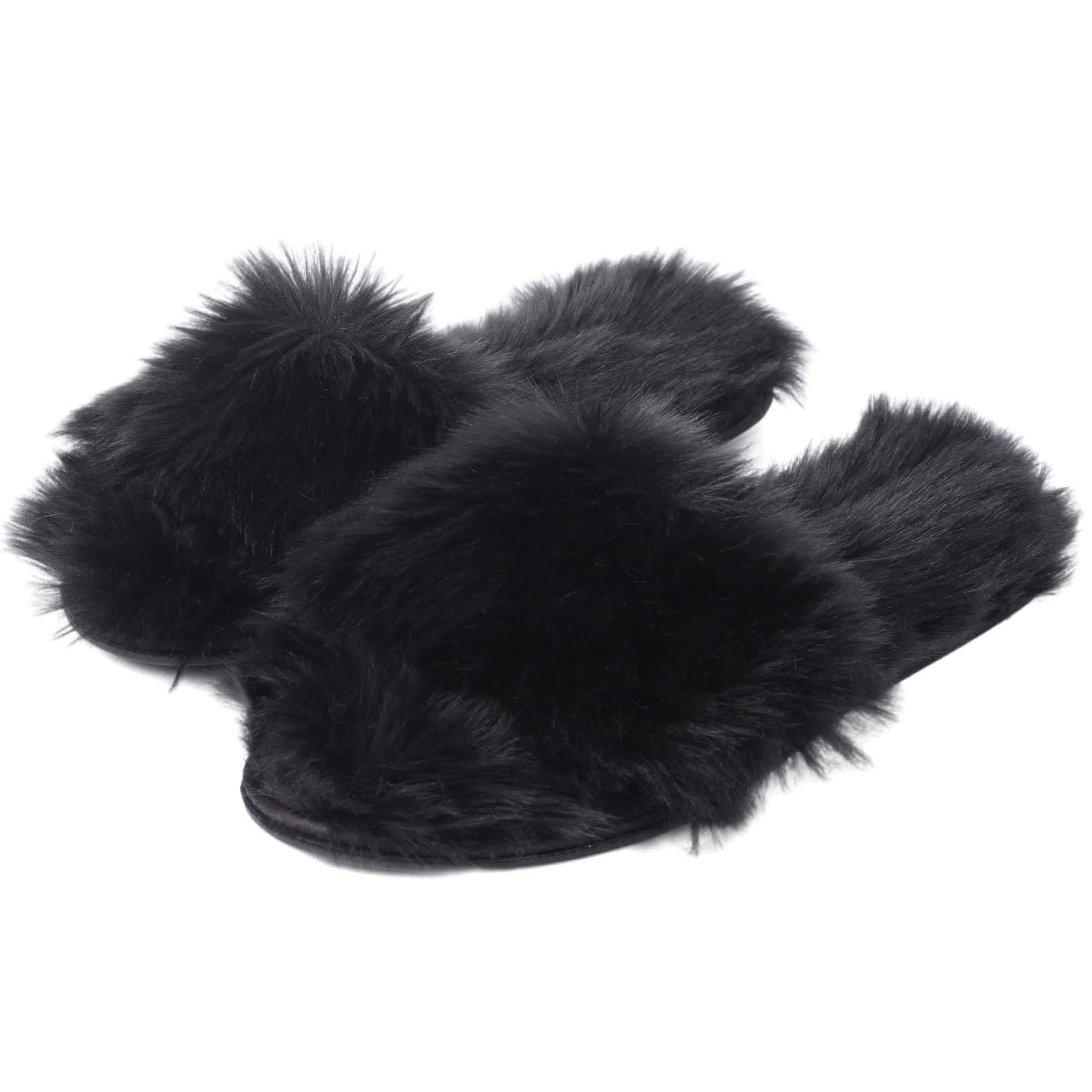 Cozy Fuzzy Open-Toe Slippers for Women - Soft Fluffy House Shoes with Non-Slip Sole | Indoor/Outdoor Wear for Lounge, Yoga & Backyard Relaxation