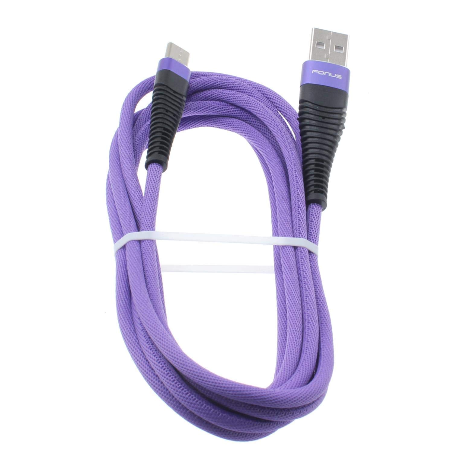 10ft USB Type-C Fast Charging Cable - Durable Braided Purple USB-C Charger Cord for Samsung Galaxy A02s | Long Power Wire for Home, Office & Travel | Fast Sync & Charge Compatible with Galaxy A02s