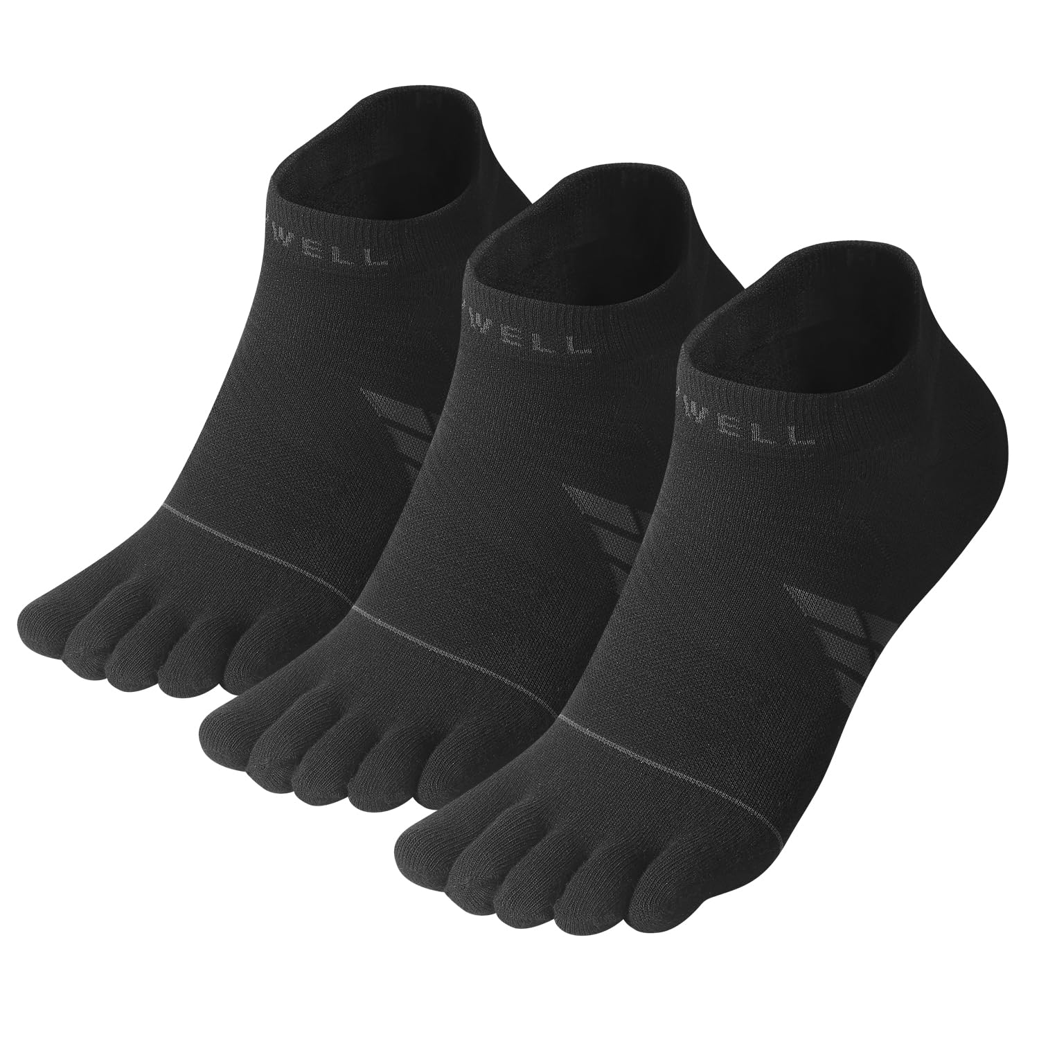 VWELL COOLMAX Five Finger Toe Socks for Men & Women - Breathable Compression Athletic Running Socks (3 Pairs) - Perfect for Yoga, Hiking & Sports Activities