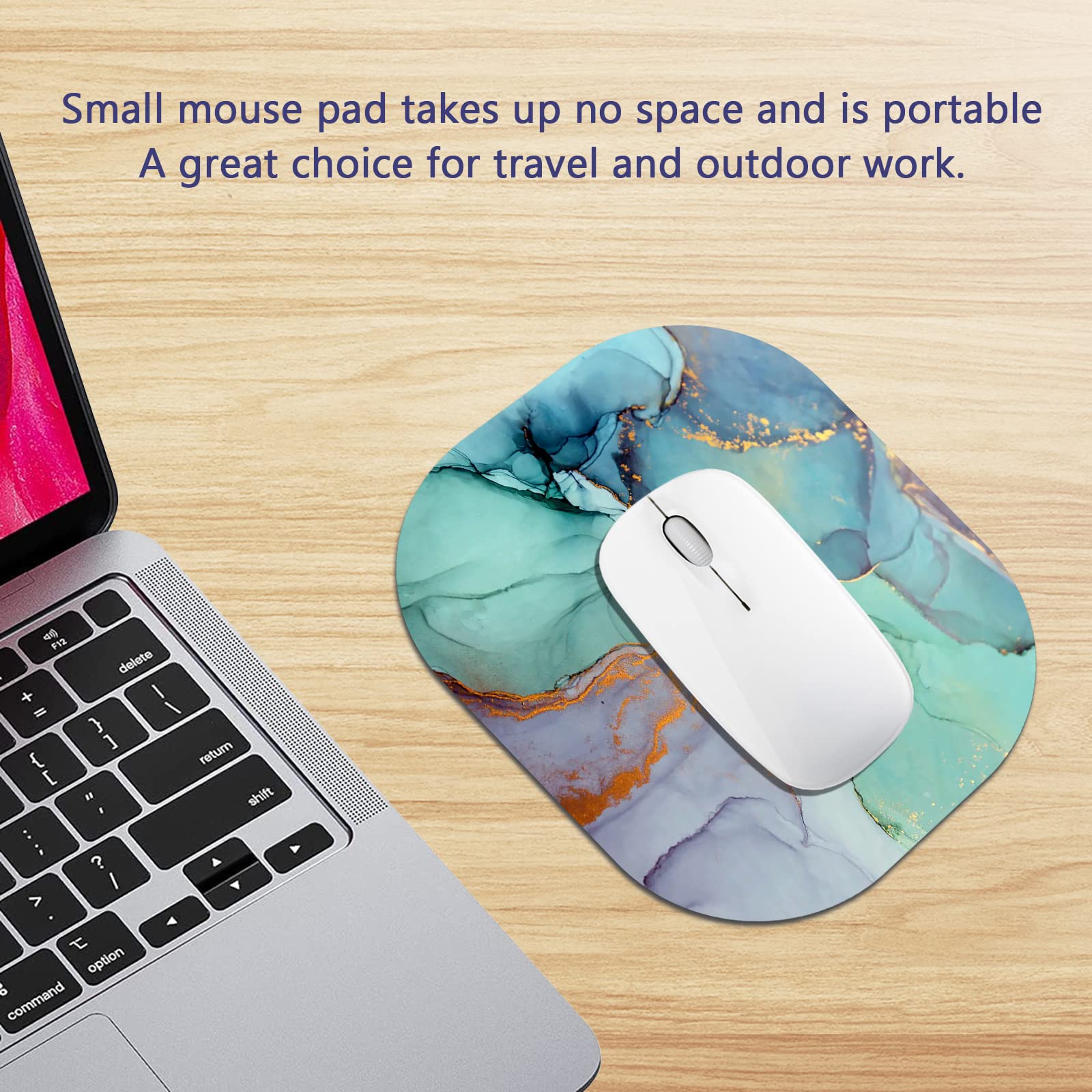 Mini Marble Mouse Pad 6x7 Inches - Cute Emerald Marble Design for Laptop, Home & Office Use | Portable Small Mousepad for Desktop Accessories | Perfect for Work, Gaming & Study