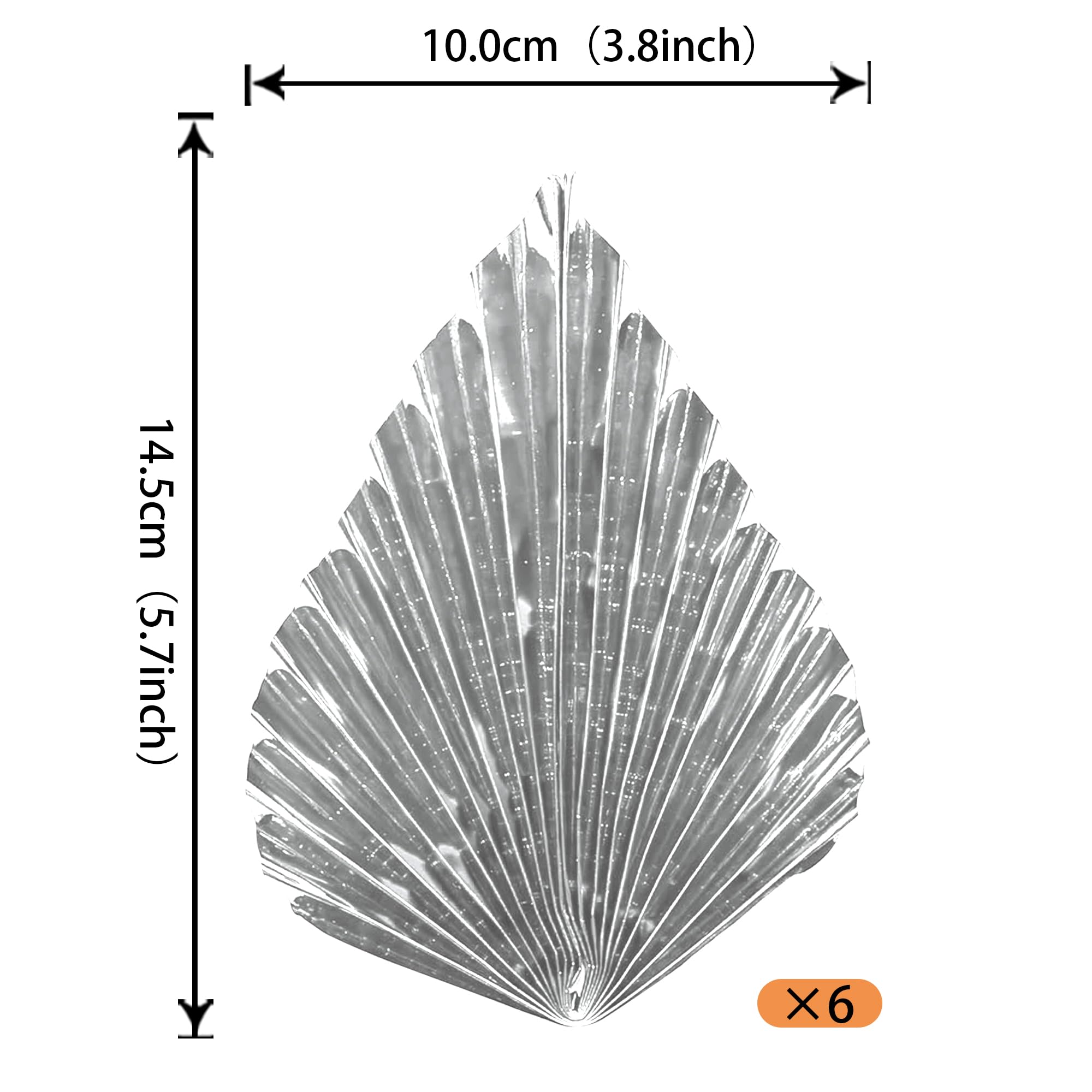 6 PCS Silver Palm Leaf Cake Toppers - DIY Cupcake Decorations for Baby Showers, Weddings & Birthday Parties | Cake Picks, Fan Spear Leaves for Tropical Themed Desserts