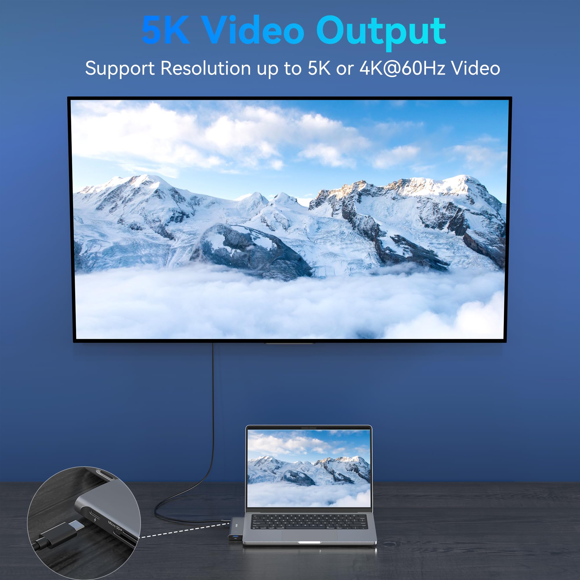 USB C Adapter for MacBook Pro/Air - High-Speed Data Transfer & Charging - Perfect for Work, Travel & Home Office Use
