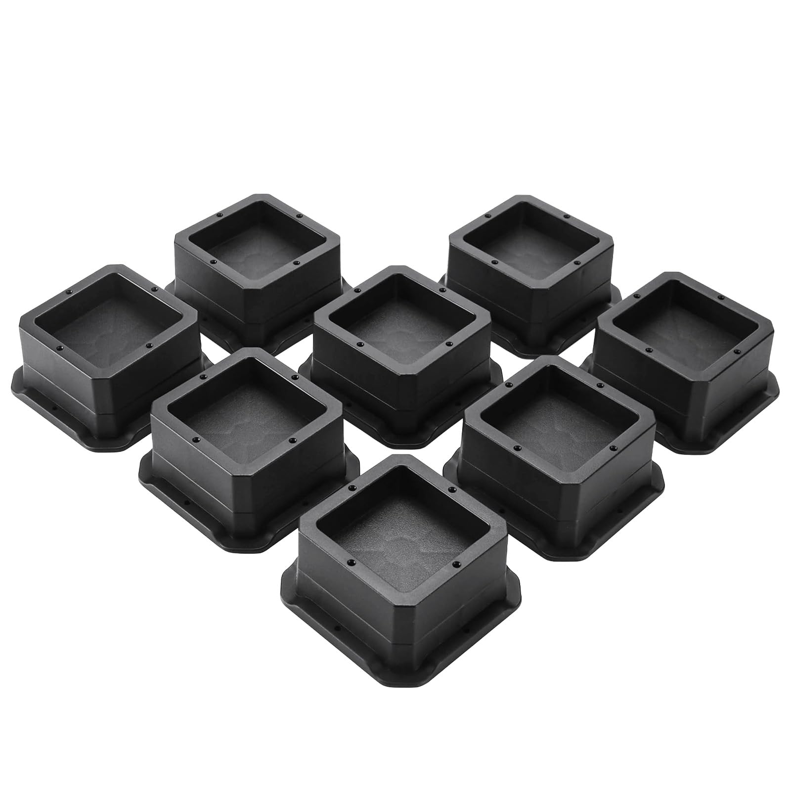 **Bed Risers - 4 Pack Heavy Duty Furniture Lifters, 1 Inch Height Increase for Beds, Couches, Desks & Tables - Supports Up to 6000 lbs - Black - Perfect for Storage, Leveling & Creating Extra Space Under Furniture**