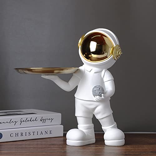 SHIJIE1701AA Gold Astronaut Resin Figurine - 22x11x30.5cm Space-Themed Key Holder & Decorative Tray for Entryway, Desk, or Shelf | Unique Home Decor Gift for Sci-Fi Fans & Office Decorations
