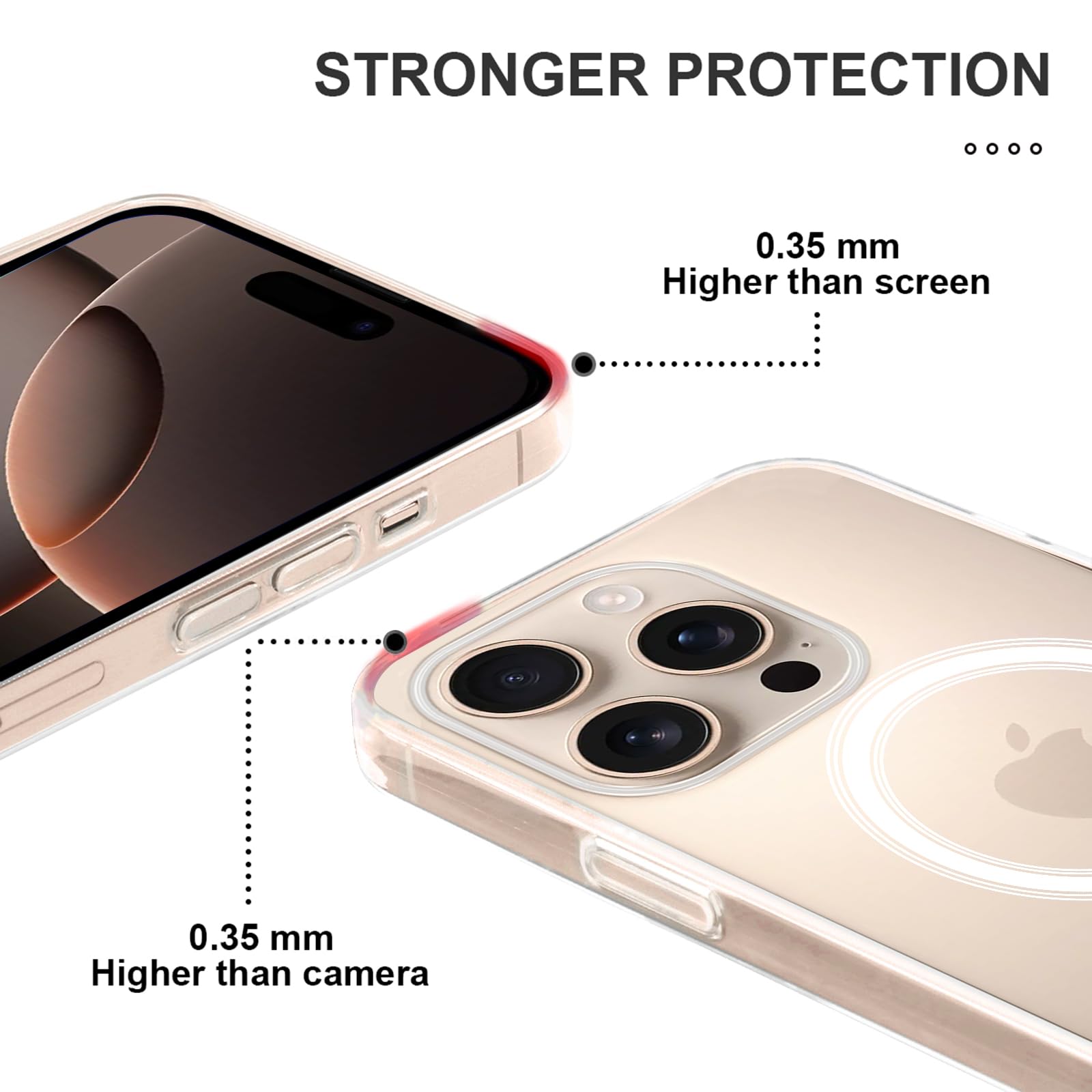 Pnakqil Magnetic Silicone Case for iPhone 16 Pro Max - MagSafe Compatible, Shockproof Transparent Cover with Adjustable Shoulder Strap & Charging Cord (Black) - Perfect for Outdoor Activities, Travel & Daily Protection