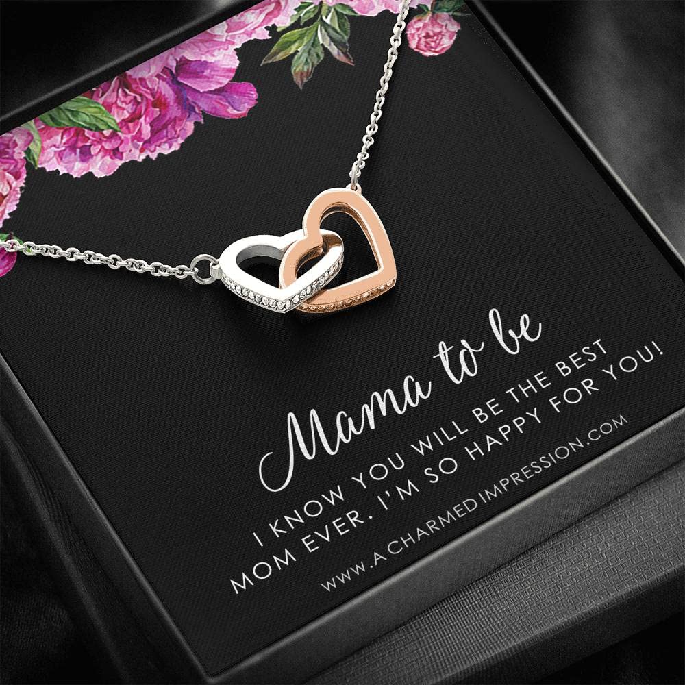 Charming New Mom Necklace - Heartfelt Congratulations Gift for Expecting Mothers, Baby Shower & Adoption - Best Mom Ever Jewelry with Interlocking Hearts Design - Perfect for Pregnancy Announcements & Mother's Day Gifts