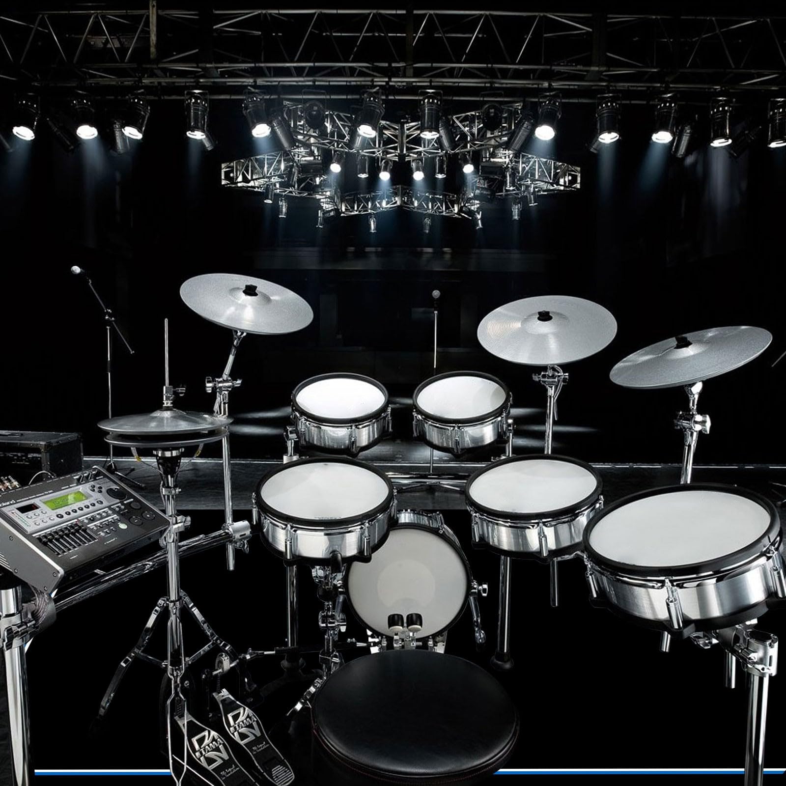 6x6.6Ft Drum Rug - Non-Slip Drum Mat Pad with Tightly Woven Fabric & Soundproof Design for Electronic/Jazz Drum Kits - Perfect Drum Accessories Gift for Drummers (K-Blue) - Ideal for Home Studios, Practice Rooms & Live Performances