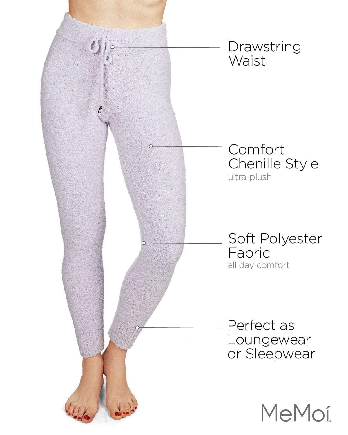 MeMoi Women's Ultra Soft Chenille Jogger Pants with Drawstring Waist - Cozy Lounge Pants for Home, Yoga & Casual Wear