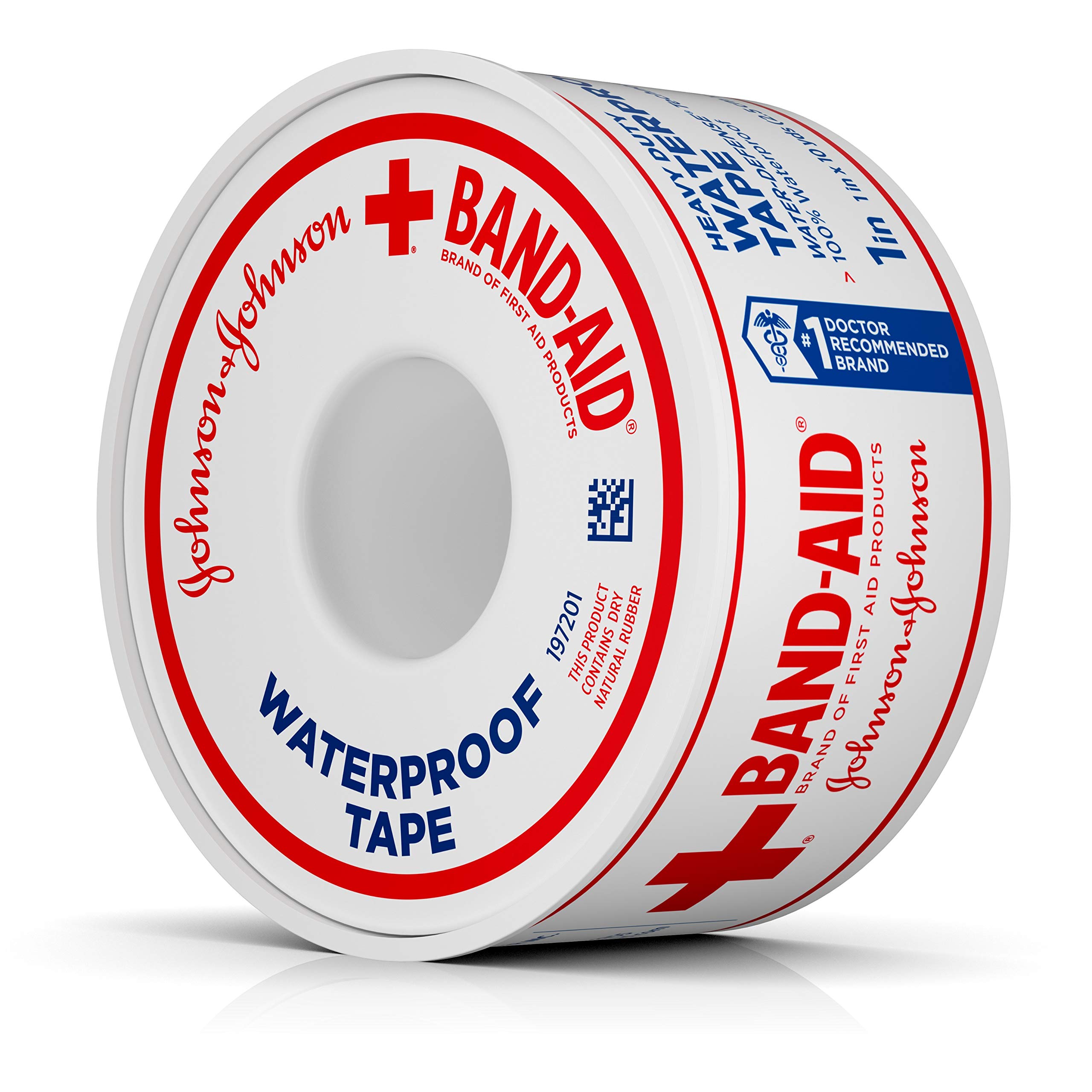 Johnson & Johnson Band-Aid 1 Inch Heavy Duty Waterproof First Aid Tape - 10 Yard Roll (24 Pack) for Wound Care, Sports Injuries & Outdoor Activities