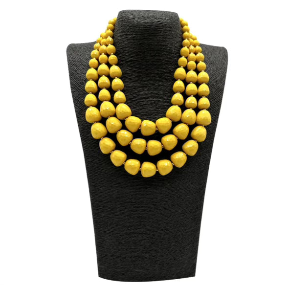 Elegant Yellow Chunky Crystal Necklace Set for Women - Statement Jewelry for Parties, Weddings & Special Occasions