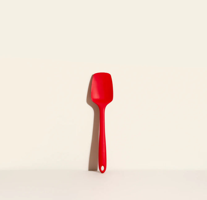 Premium GIR Spoonula Spatula - Heat-Resistant Silicone Kitchen Tool for Baking, Cooking & Mixing - Perfect for Non-Stick Pans, Bowls & Jars (Red)