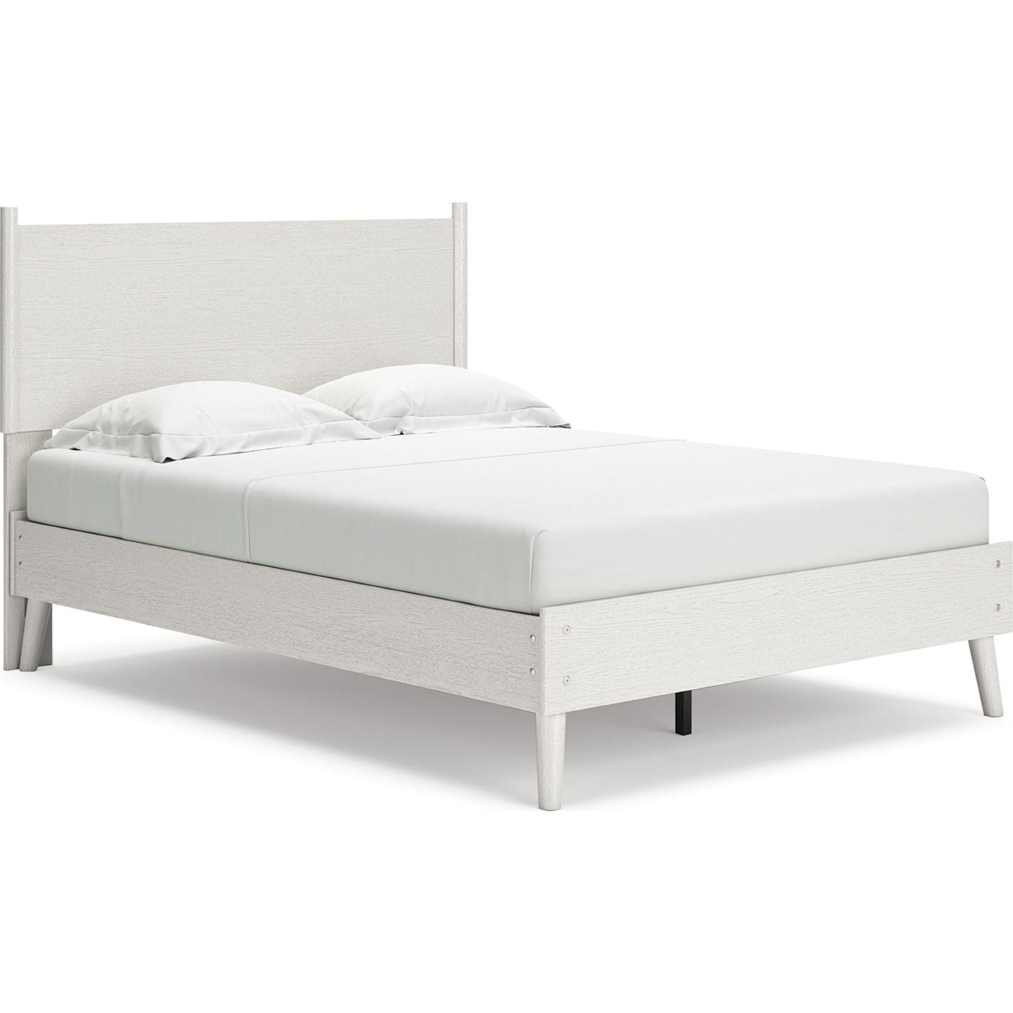 Aprilyn Full Platform Bed Frame - Queen Size White Wooden Bed with Sturdy Slats & Underbed Storage Space | Perfect for Modern Bedrooms, Guest Rooms & Small Apartments