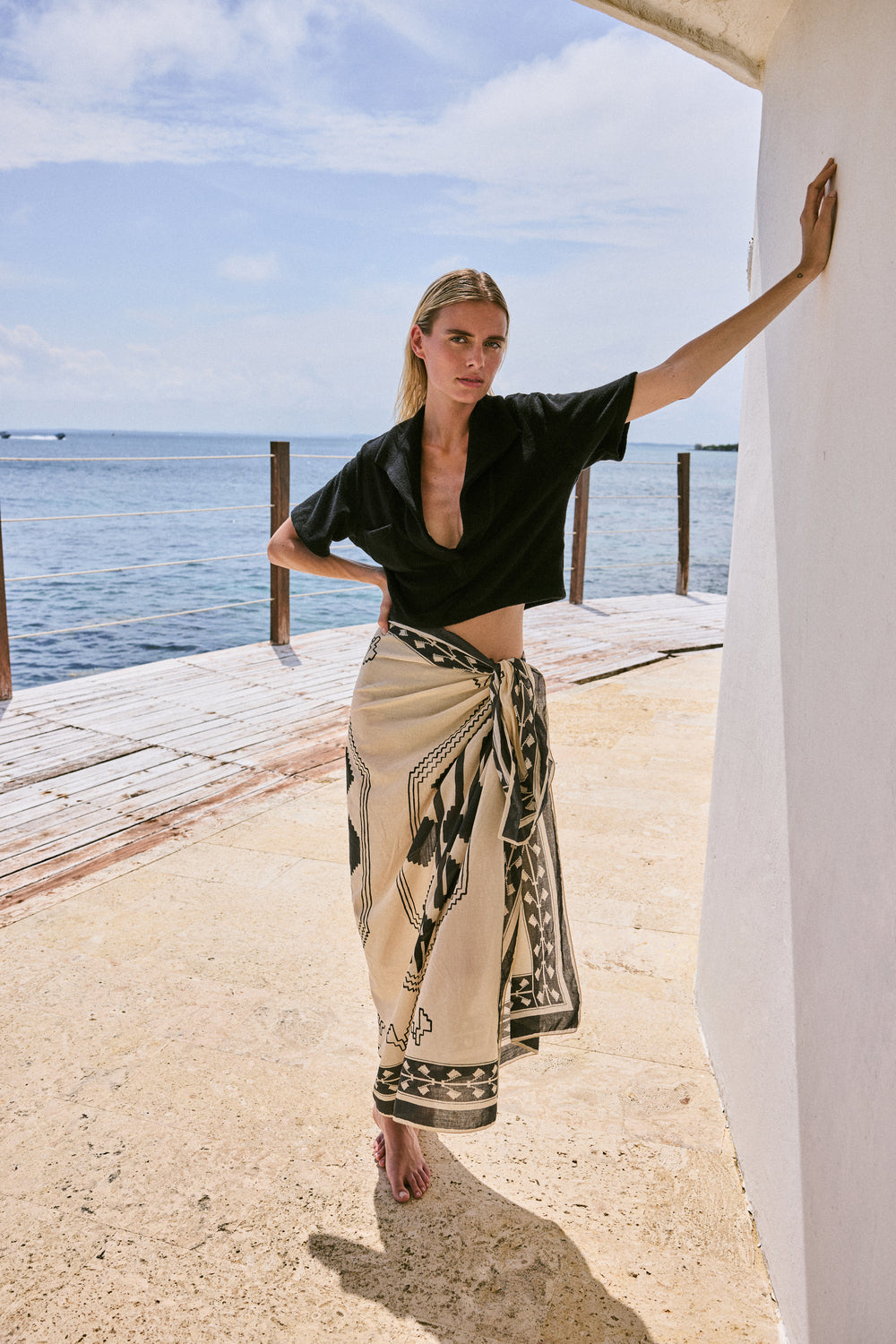 Ayahuasca-Inspired Ecru Pareo - Boho Beach Cover-Up for Women, Perfect for Poolside, Festivals & Vacation Wear