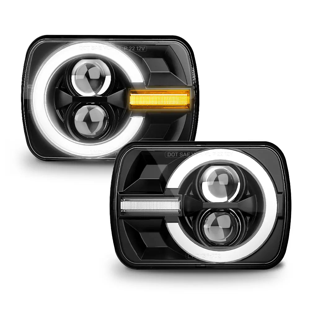LOYO 5x7 Inch LED Headlights with DRL & Turn Signal for Jeep Wrangler YJ Cherokee XJ Trucks - High Performance Off-Road Lighting for Night Driving & Adventure