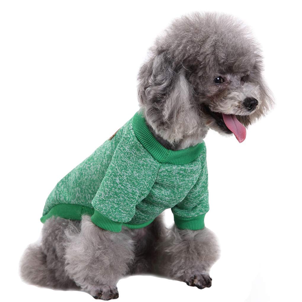 Classic Knit Dog Sweater for Small Dogs - Warm Winter Puppy Coat, Soft & Cozy Pet Clothing (XS, Green) - Perfect for Indoor & Outdoor Winter Walks