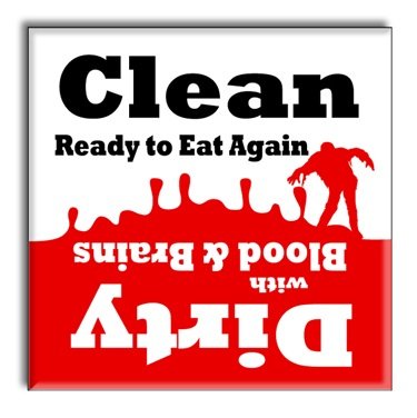 Strong Dishwasher Clean Dirty Sign Magnet - Zombies Design for Kitchen Appliances - Perfect for Home, Office & Restaurant Use