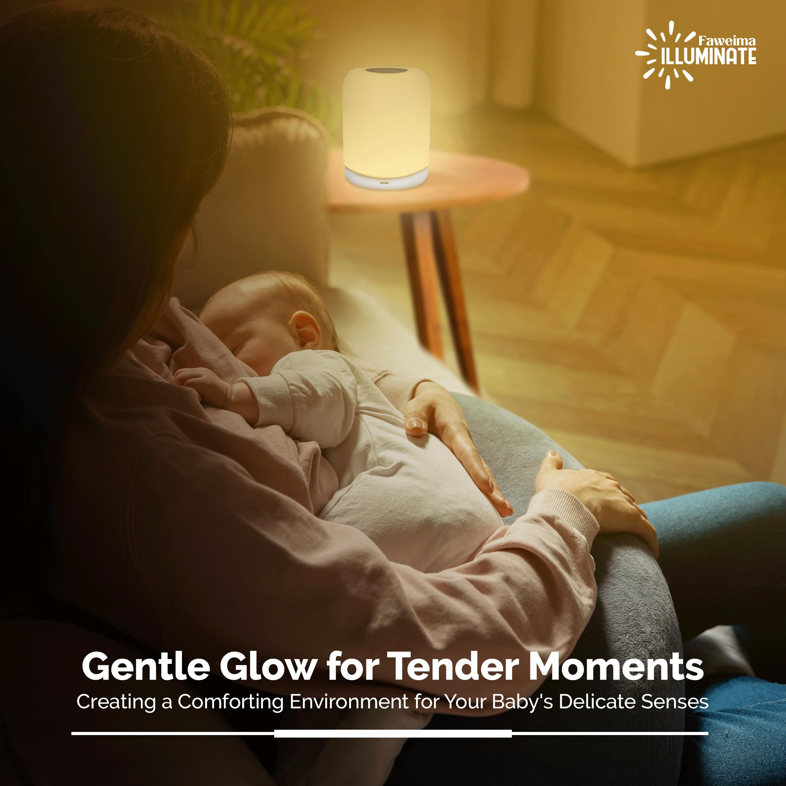 Harmony Glow LED Night Light - Touch Control Lamp for Baby Nursery, Kids Room & Bedroom - Soft Lighting for Sleep, Feeding & Relaxation