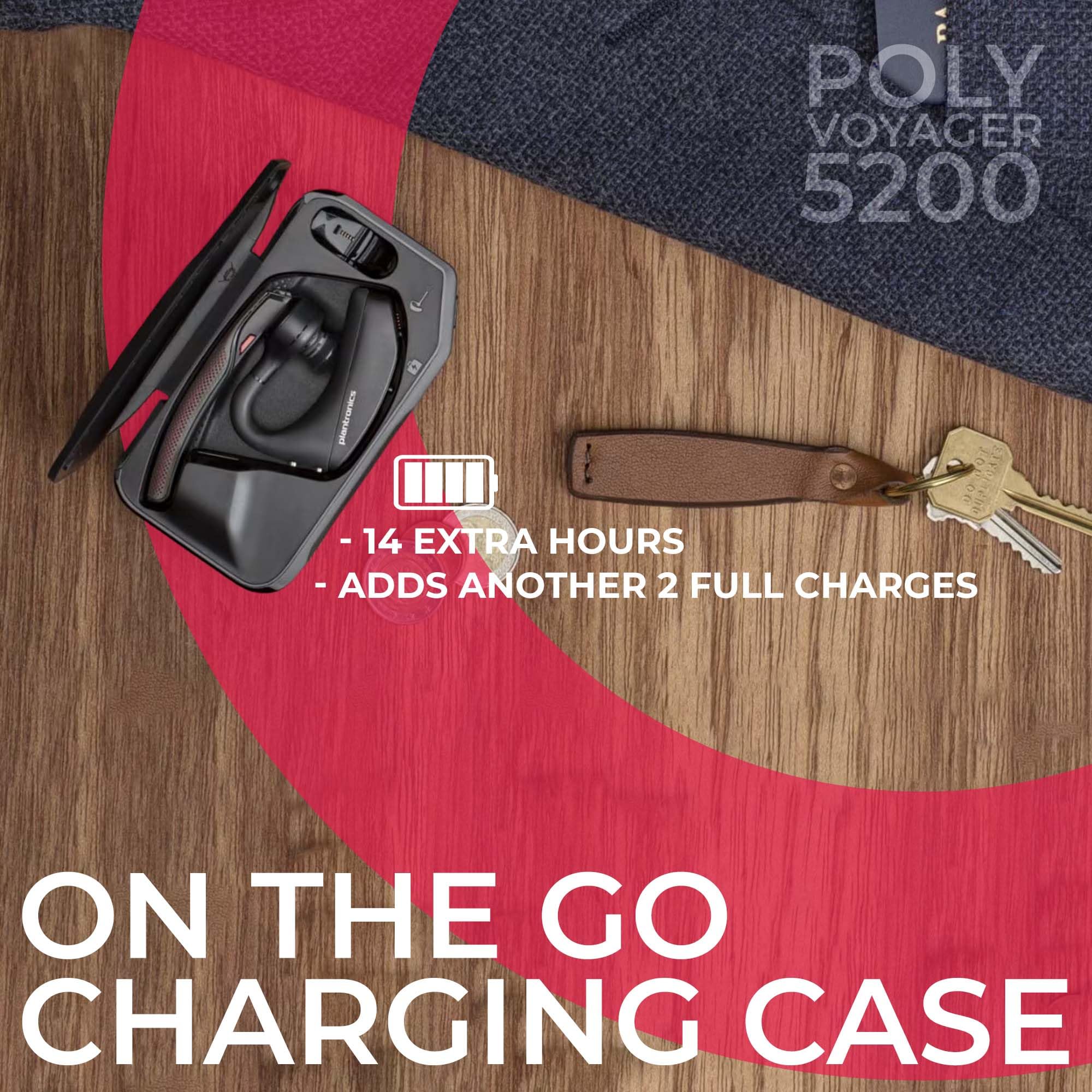 Plantronics Voyager 5200-UC Wireless Bluetooth Headset with Bonus Wall Charger #206110-01-B | Noise Cancelling Headphones for Smartphones, PC, Mac | Perfect for Remote Work, Online Meetings & Call Centers