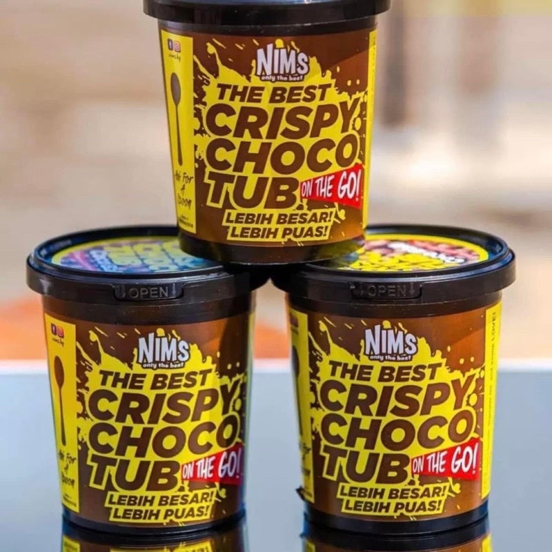 Nims Crispy Choco Tub - 6 Delicious Flavors (Milk, Dark, White Chocolate & More) - Perfect for Gifts, Parties & Snacking