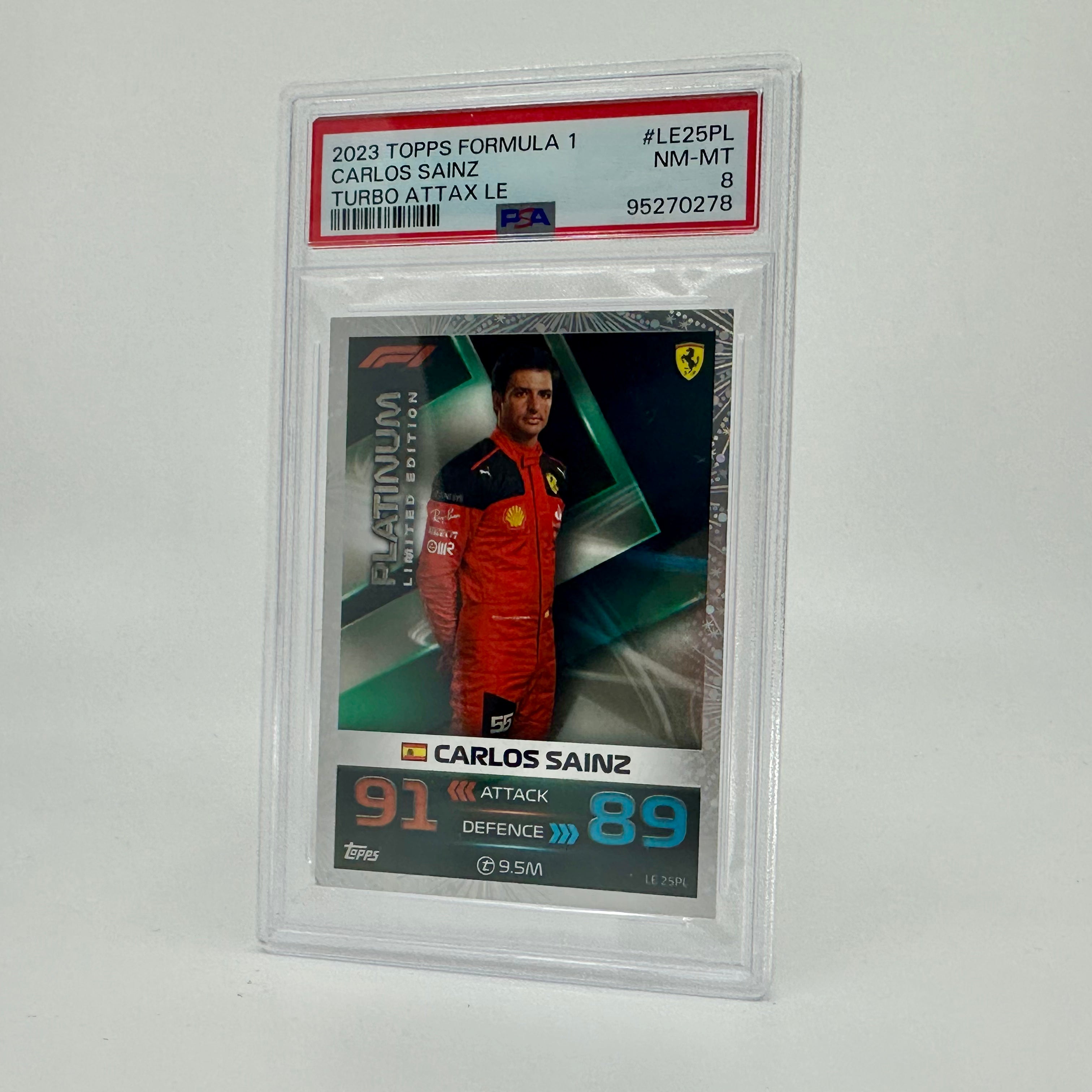 PSA 8 Graded Carlos Sainz #LE25PL Platinum Limited Edition F1 Racing Card - Perfect for Collectors, Investors & Motorsport Fans