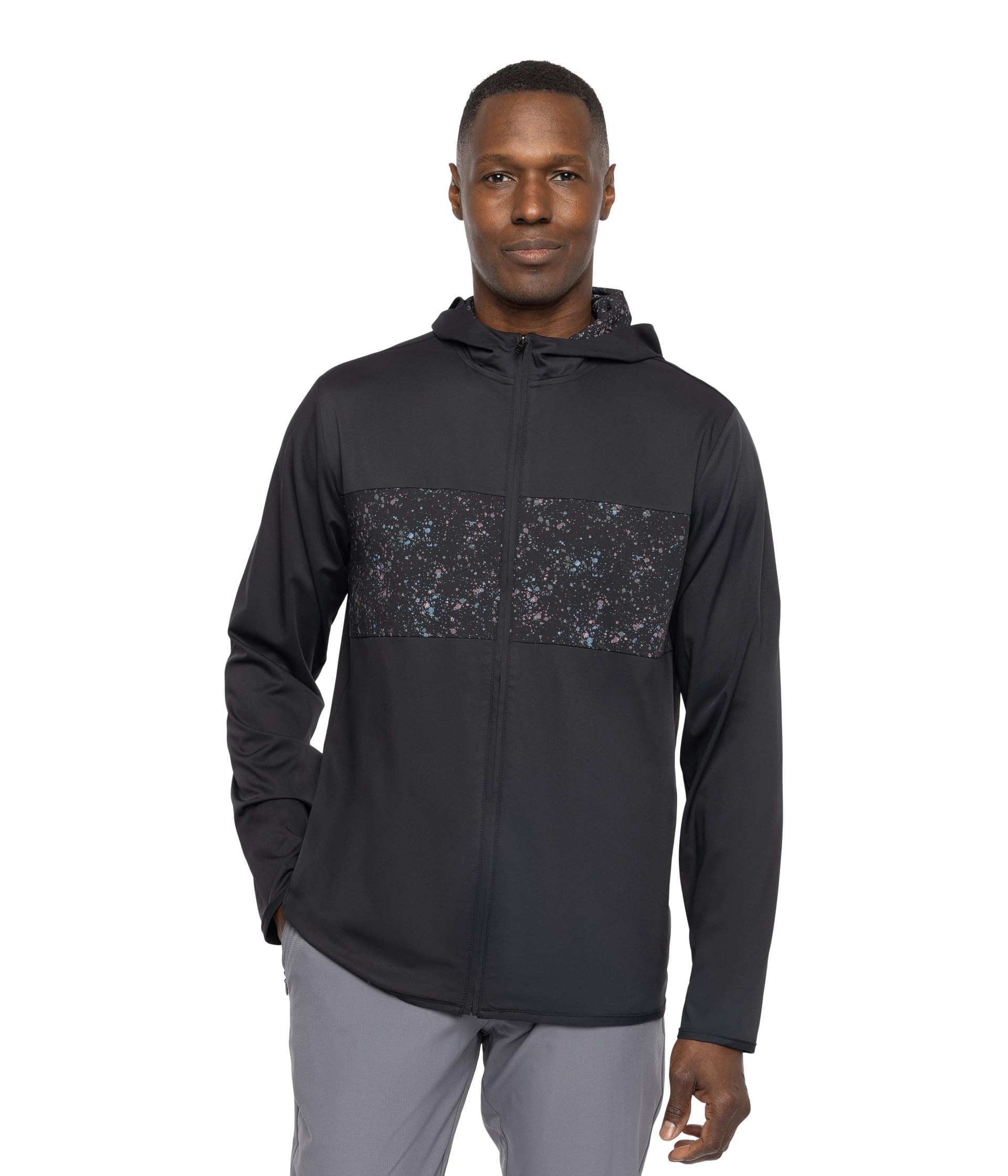 TravisMathew Splatter Tech Hoodie for Men - Black, Medium | Comfortable & Stylish Pullover for Casual Wear, Gym & Outdoor Activities