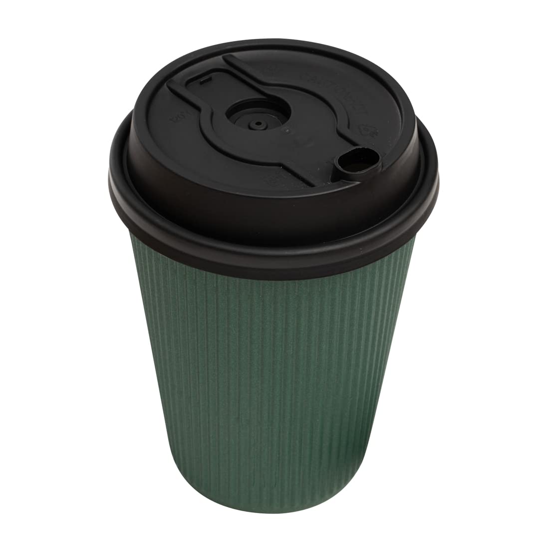 Restpresso Disposable Double Plug Paper Cup Lids for 8, 12, 16 & 20-OZ Coffee Cups - 500 Pack Black Plastic Lids with Straw Slot (Cups Sold Separately) - Perfect for Coffee Shops, Cafes & Takeout Restaurants