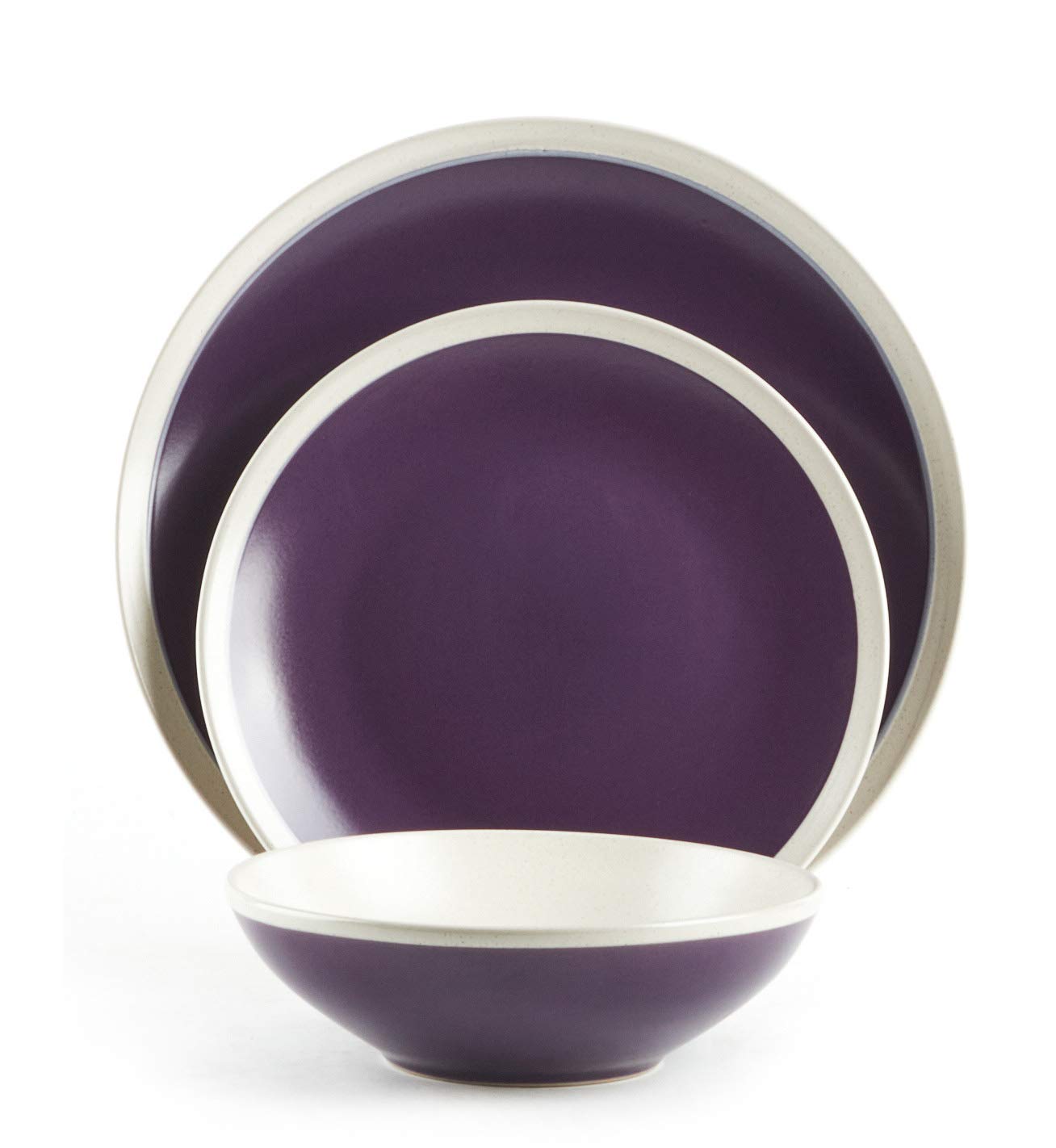 Speckled Stoneware Dinnerware Set 18-Piece - Violet & Ivory for Farmhouse & Rustic Dining | Durable Stoneware Plates, Bowls, Mugs | Perfect for Everyday Use & Entertaining