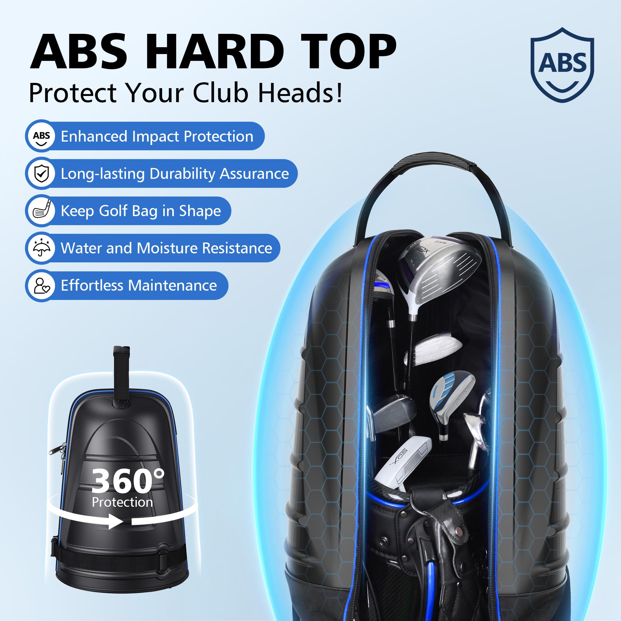 Best Golf Travel Bags for Airlines - Hard Shell Case with Wheels & 1680D Heavy Duty Oxford Fabric - Lightweight Protective Golf Club Carrier for Easy Travel | Perfect for Airline Check-in & Golf Vacations