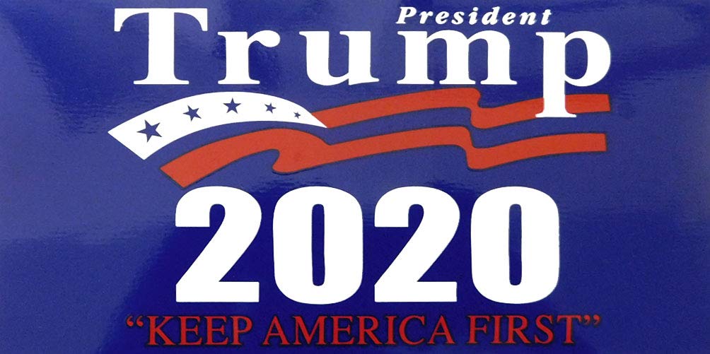 Wholesale Lot of 6 President Trump 2020 Keep America First Blue Bumper Stickers - Patriotic Car Decals for Trucks, Cars & Windows - Show Your Support for USA