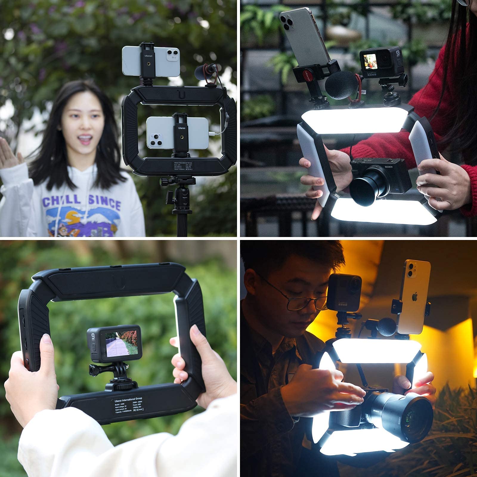 PICTRON ULANZI DSLR Desk Mount Camera Stand with Boom Arm for Live Streaming - ULANZI U200 Smartphone Video Rig & LED Ring Light Kit - Perfect for YouTube, TikTok, and Vlogging Studios