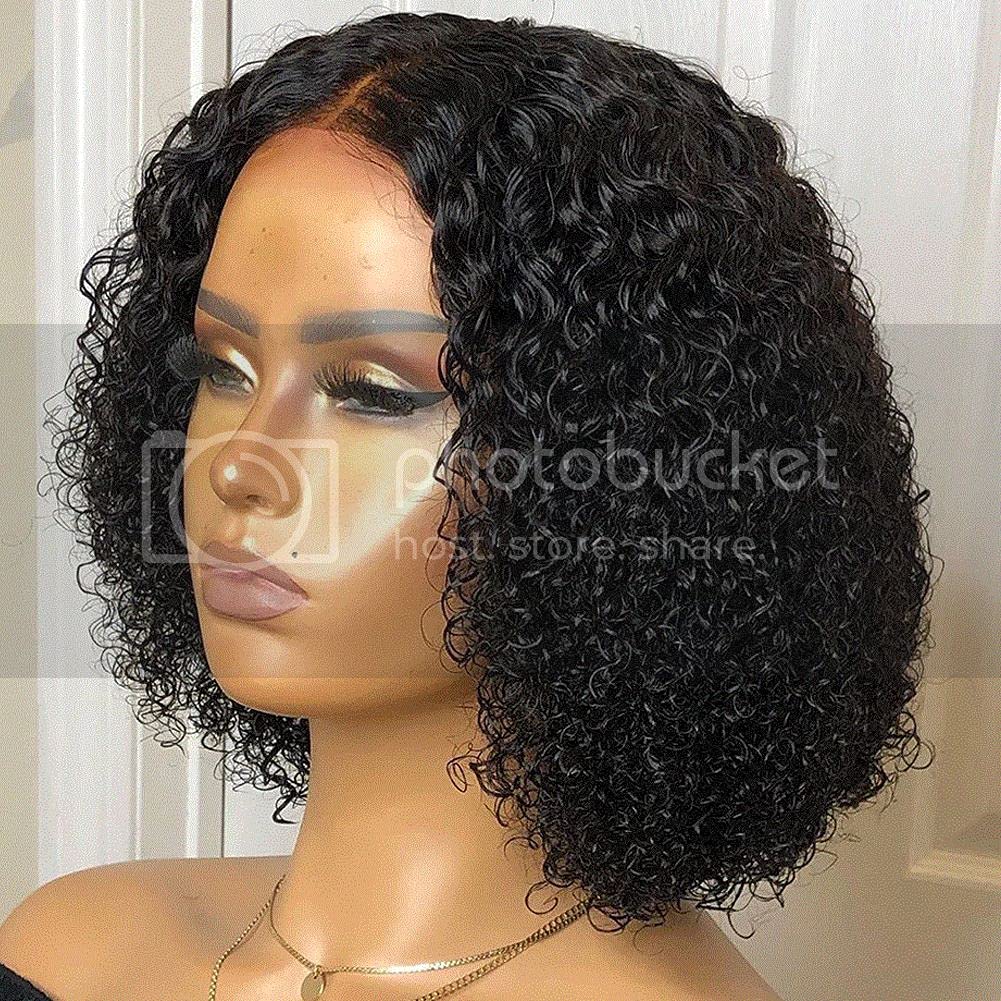 360 Lace Frontal Wig with Fake Scalp - 9A Brazilian Virgin Human Hair Pre-Plucked Bob Wig for Women | Small Cap Short Hair Glueless Kinky Curly 14